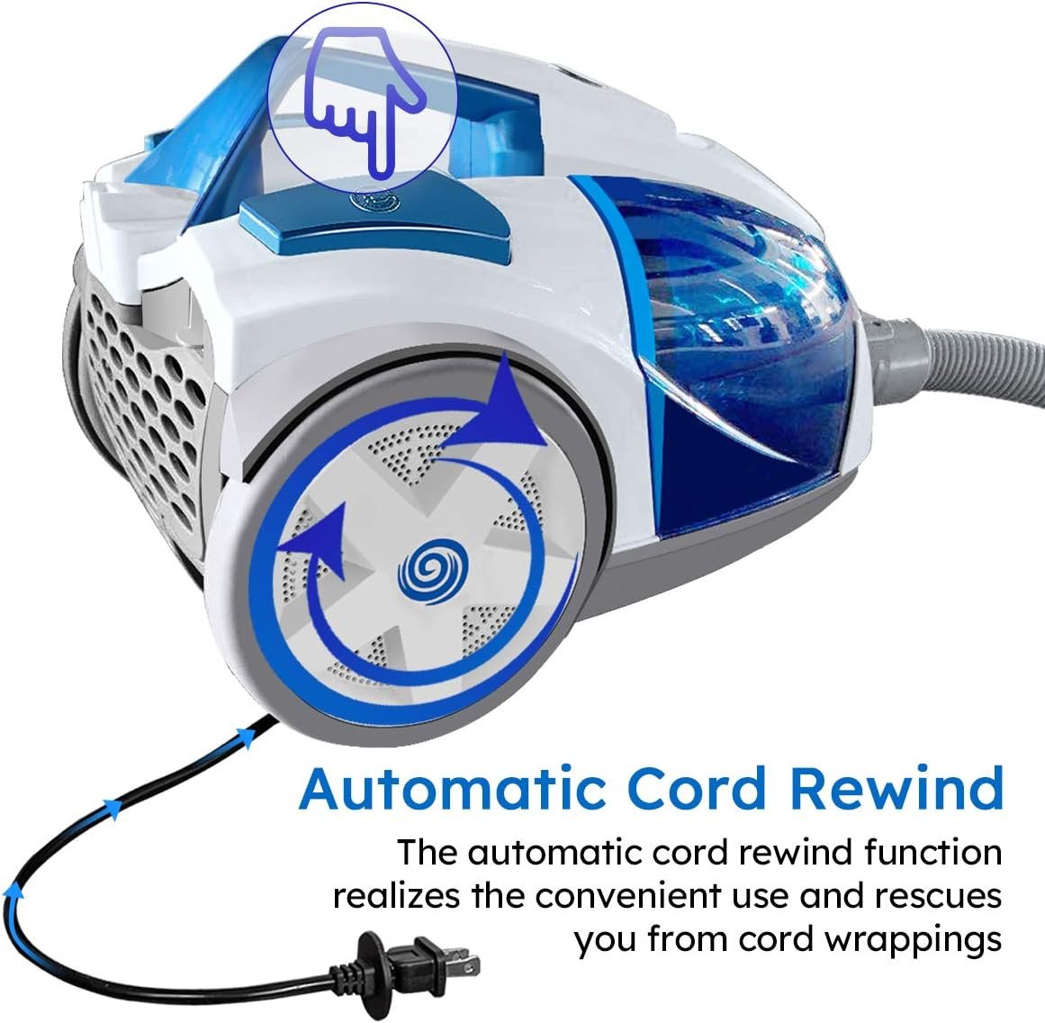 vacmaster-bagless-canister-vacuum-portable-cyclonic-corded-vacuum-cleaner-with-washable-hepa-filter-automatic-16ft-cord- - Cooking Appliance World