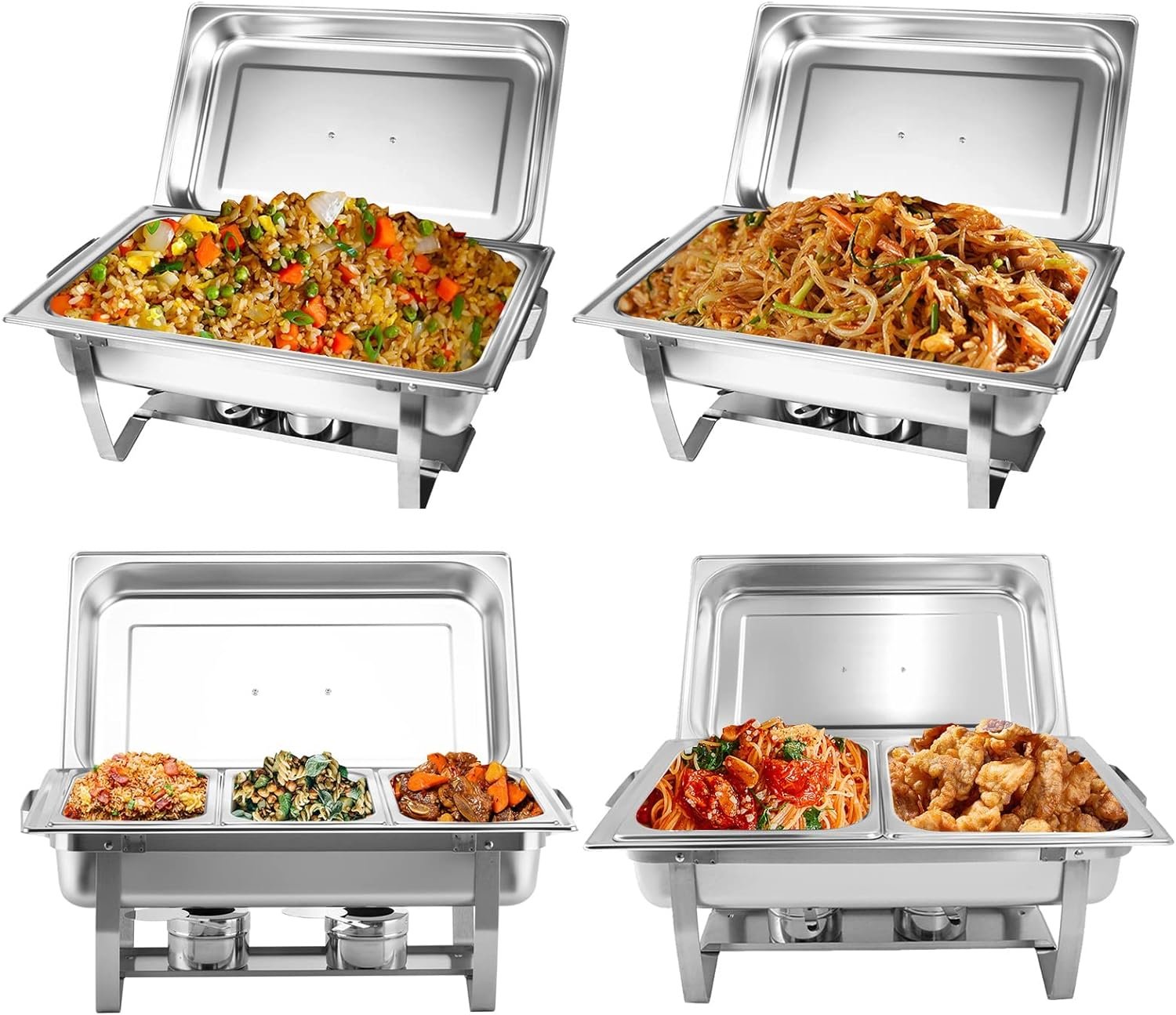 Valgus 4-Pack 8QT Stainless Steel Chafing Dish Buffet Set with 2 Full Size, 2 Half Size, 3 1/3 Size Pans Food Warmers for Parties, Buffets, Wedding, Banquet, Catering Events Valgus 4-Pack 8QT Stainless Steel Chafing Dish Buffet Set with 2 Full Size, 2 Half Size, 3 1/3 Size Pans Food Warmers for Parties, Buffets, Wedding, Banquet, Catering Events