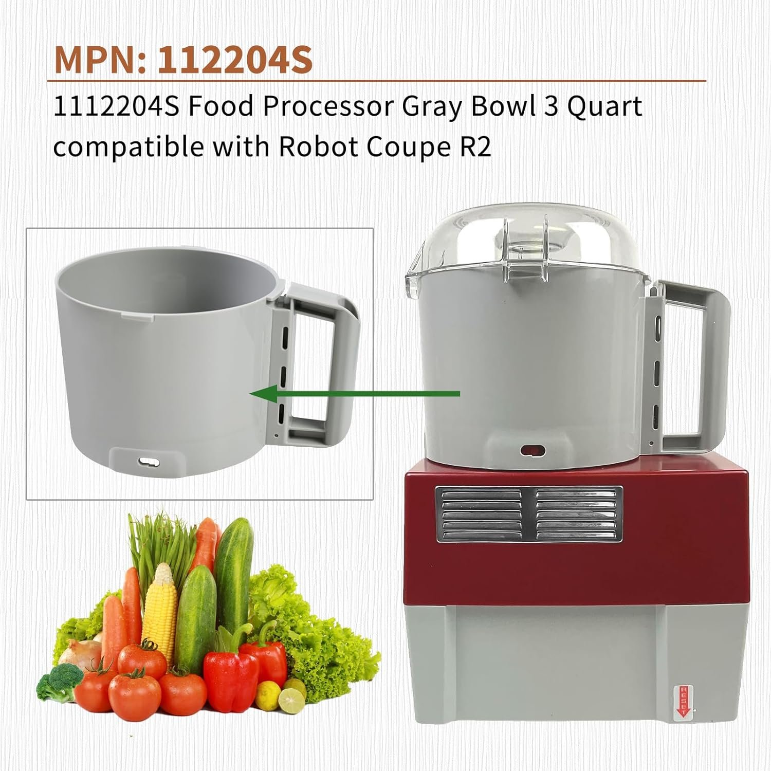 vanshly-112204s-food-processor-gray-bowl-3-quart-compatible-with-robot-coupe-r2-3l-gbr2-dice-r2-dice-r2b-r2n1-year-warra - Cooking Appliance World
