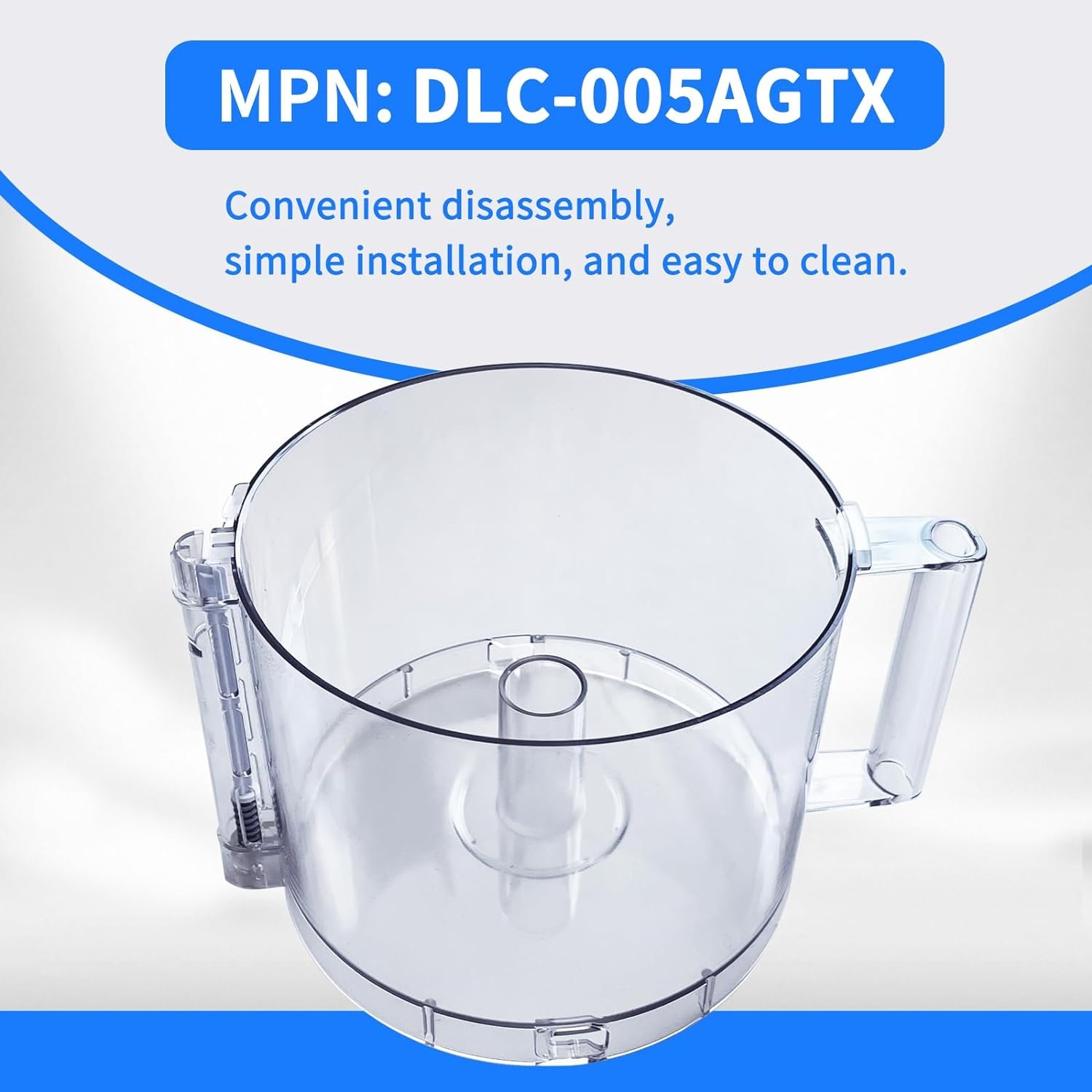 Vanshly DLC-005AGTX,14-Cup Food Processor Work Bowl Compatible with Cuisinart Tritan DLC-7  DFP-14，NOTE:This bowl features 2 tabs on the top rim of the workbowl