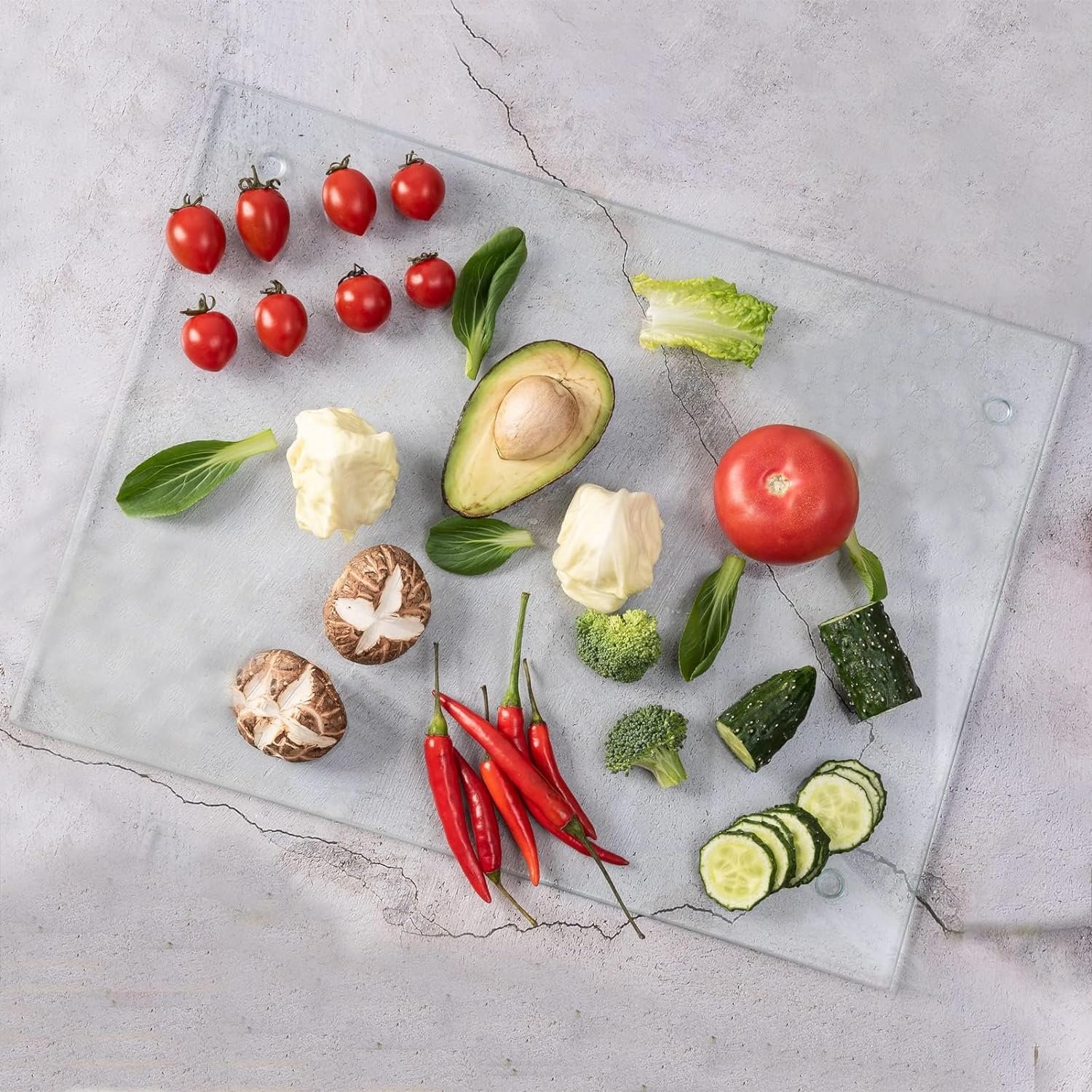 VASUHOME Tempered Glass Cutting Board for Kitchen - 16x12 inch Clear Cutting Board for Countertop, Glass Tray - Scratch, Heat, and Shatter Resistant - Easy to Clean and Durable