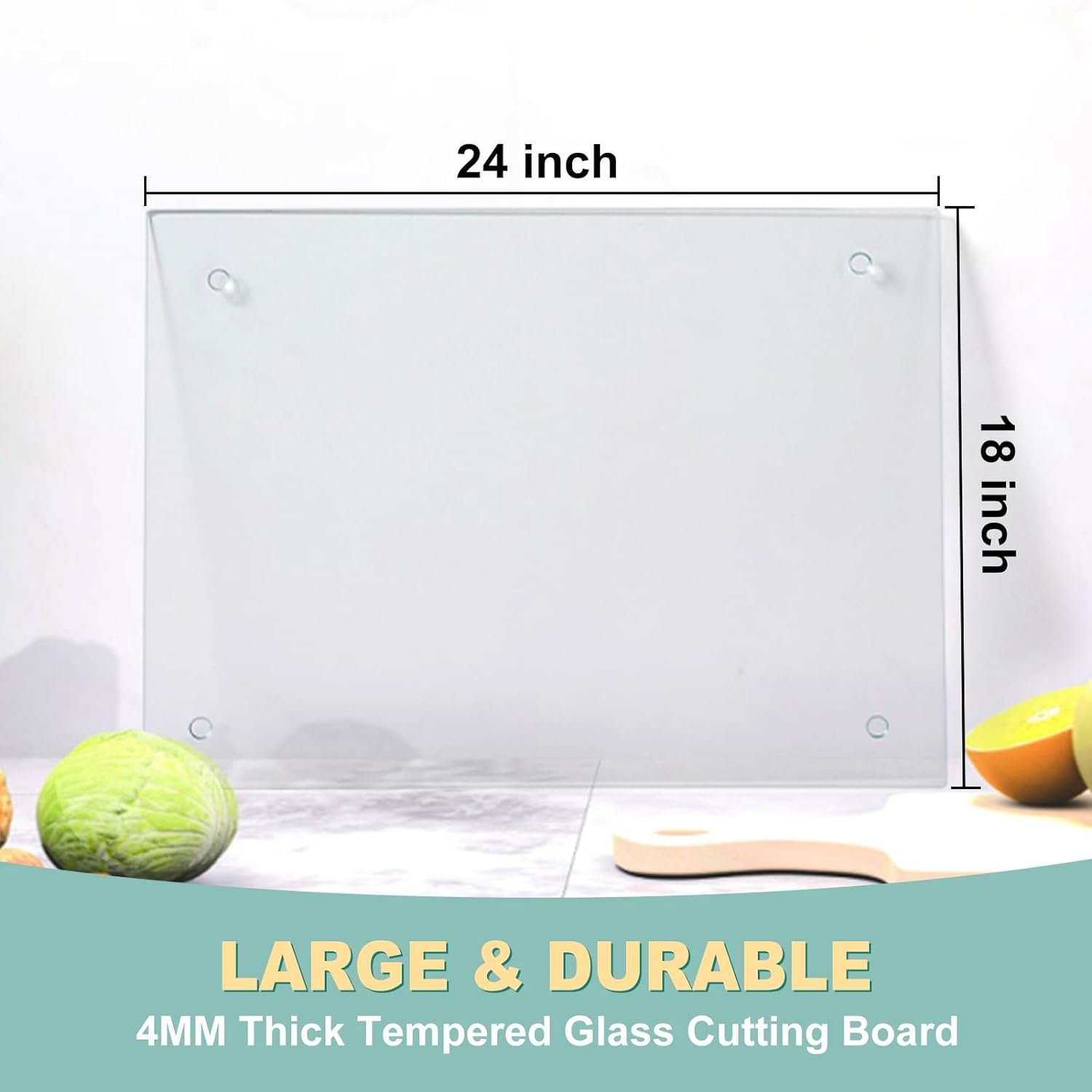 VASUHOME Tempered Glass Cutting Board for Kitchen - 16x12 inch Clear Cutting Board for Countertop, Glass Tray - Scratch, Heat, and Shatter Resistant - Easy to Clean and Durable