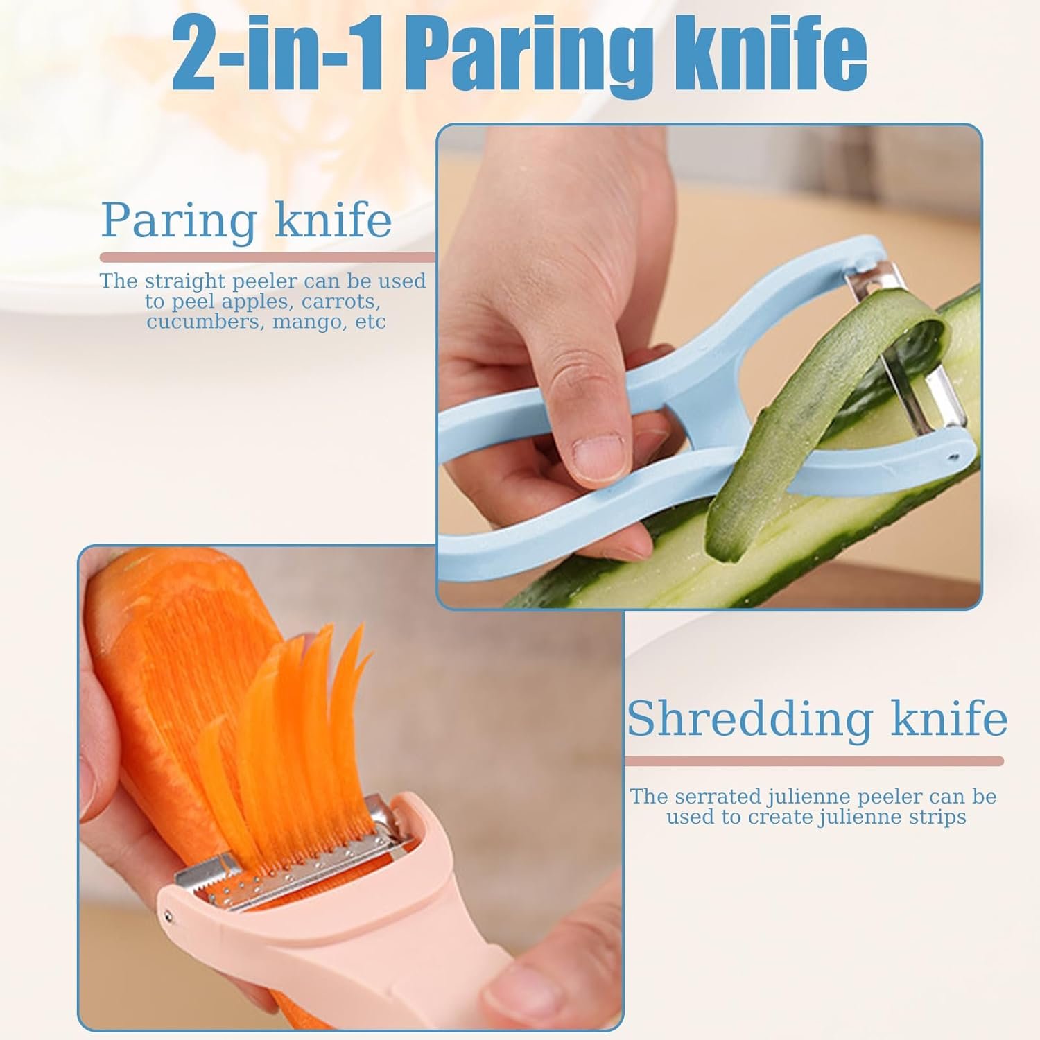 Vegetable Peeler with Straight and Julienne Peeler, Potato Peelers for Kitchen, Y Peeler Stainless Steel Blade for Carrot Fruit Apple Cucumber Veggie, 8Pcs in 4 Set Vegetable Peeler with Straight and Julienne Peeler, Potato Peelers for Kitchen, Y Peeler Stainless Steel Blade for Carrot Fruit Apple Cucumber Veggie, 8Pcs in 4 Set