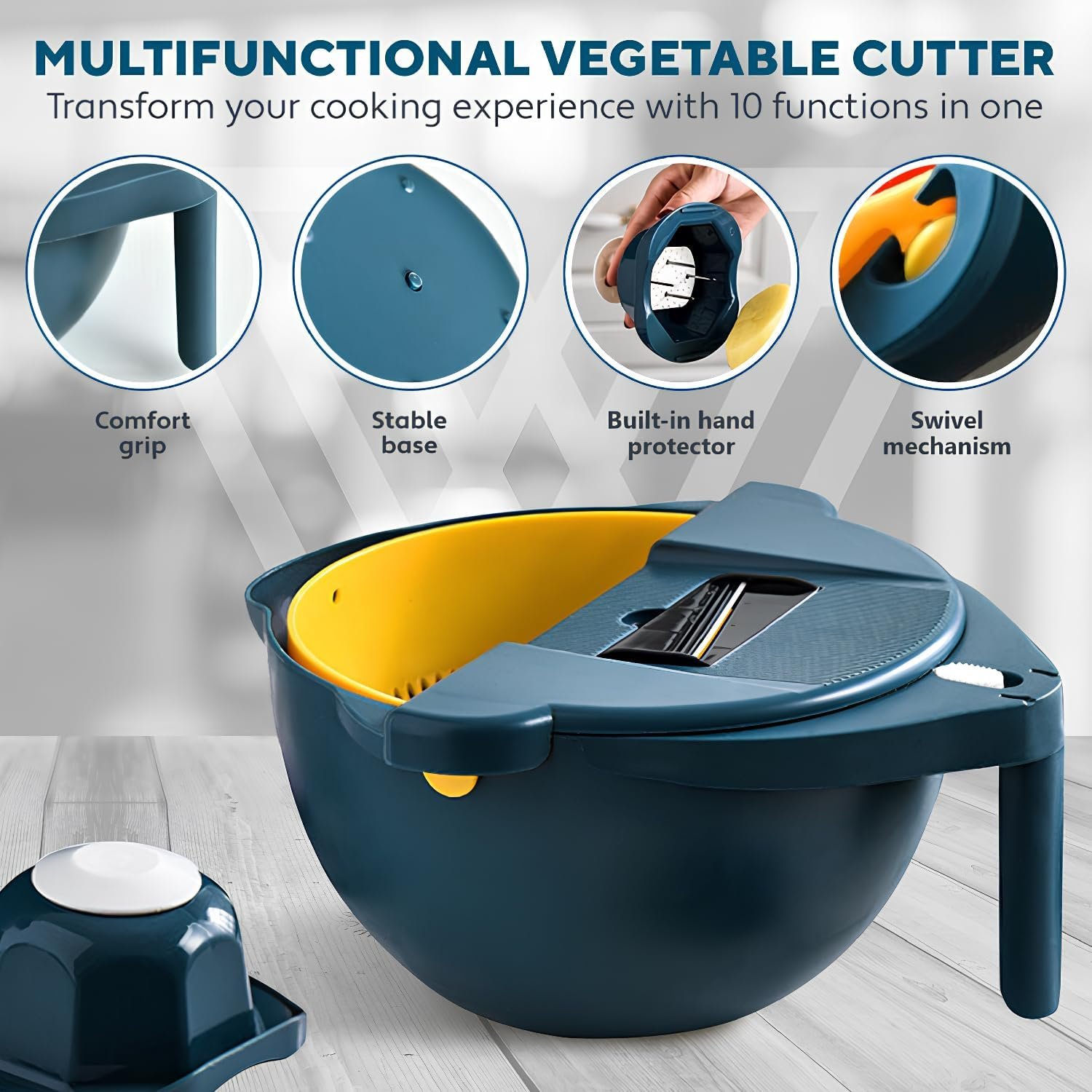 Vegetable Slicer 10 in 1 - Multifunction Plastic Kitchen Chopper, Mandoline, Portable Spiralizer  Bowl, Professional Multipurpose Manual Cutter for Food, Veggie, Fruits, Potato