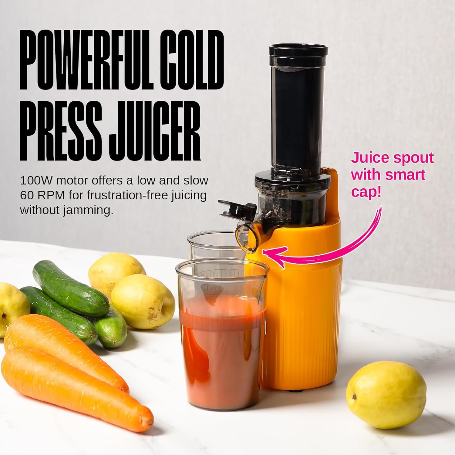 Ventray Essential Ginnie Juicer Compact Small Cold Press Juicer Masticating Slow Juicer with 60RPM Low Speed, Easy to Clean  Nutrient Dense, Eco-Friendly Packaging, Sunny Yellow Ventray Essential Ginnie Juicer Compact Small Cold Press Juicer Masticating Slow Juicer with 60RPM Low Speed, Easy to Clean  Nutrient Dense, Eco-Friendly Packaging, Sunny Yellow