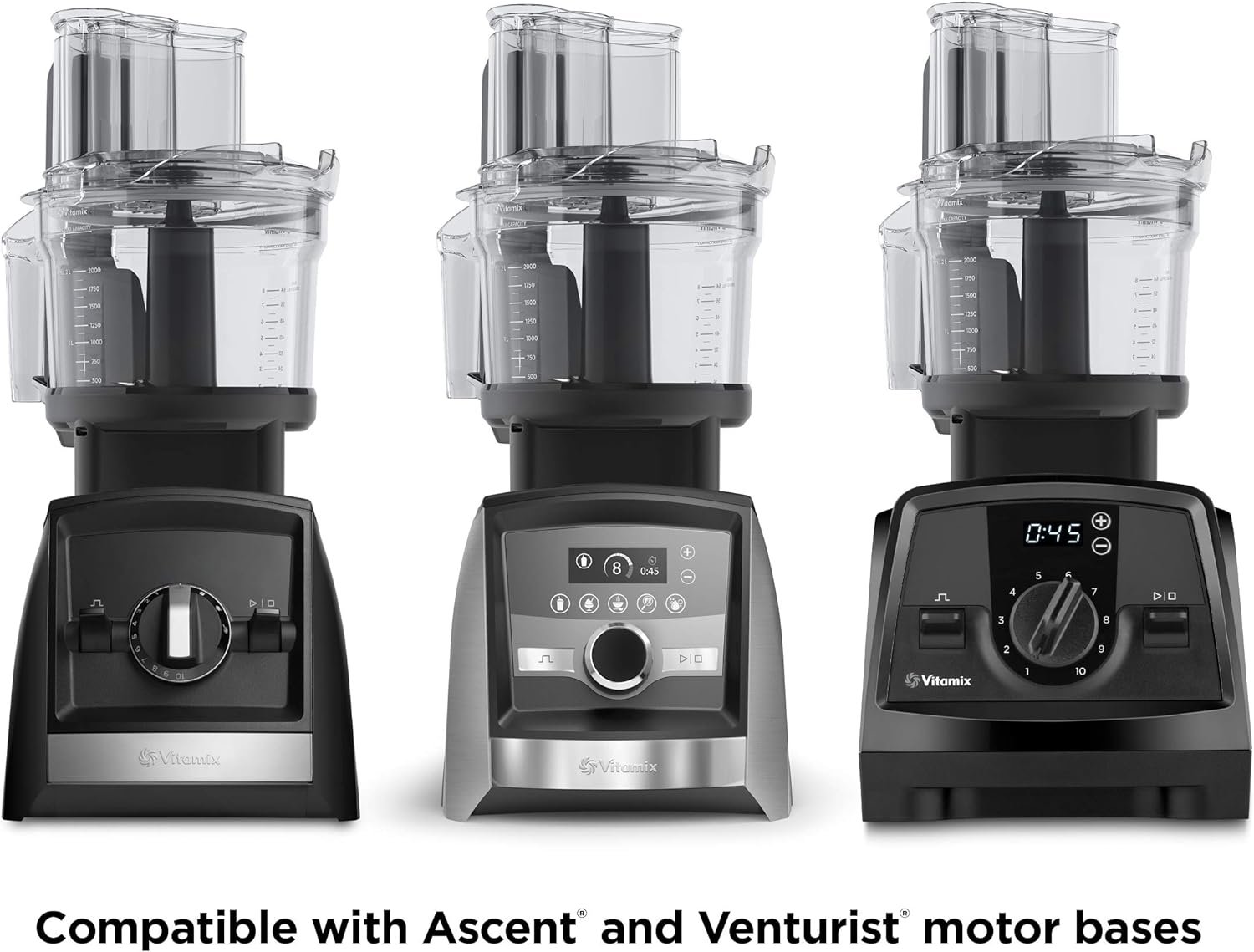 Vitamix 12-Cup Food Processor Attachment with SELF-DETECT™, Compatible with Ascent and Venturist Series, Black