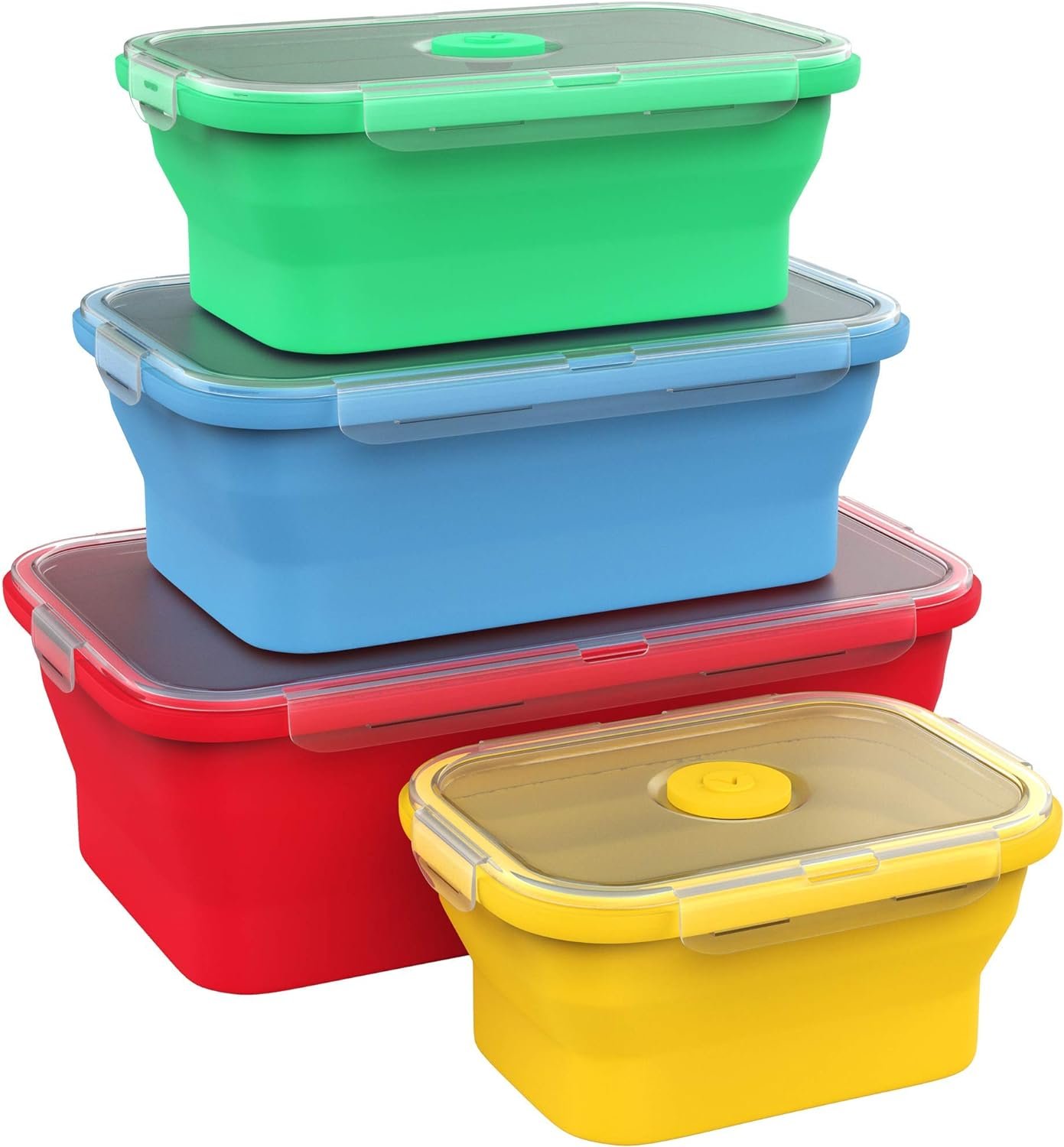 Vremi Silicone Food Storage Containers with BPA Free Airtight Plastic Lids - Set of 4 Small and Large Collapsible Meal Prep Container for Kitchen Lunch Boxes - Microwave and Freezer Safe Vremi Silicone Food Storage Containers with BPA Free Airtight Plastic Lids - Set of 4 Small and Large Collapsible Meal Prep Container for Kitchen Lunch Boxes - Microwave and Freezer Safe