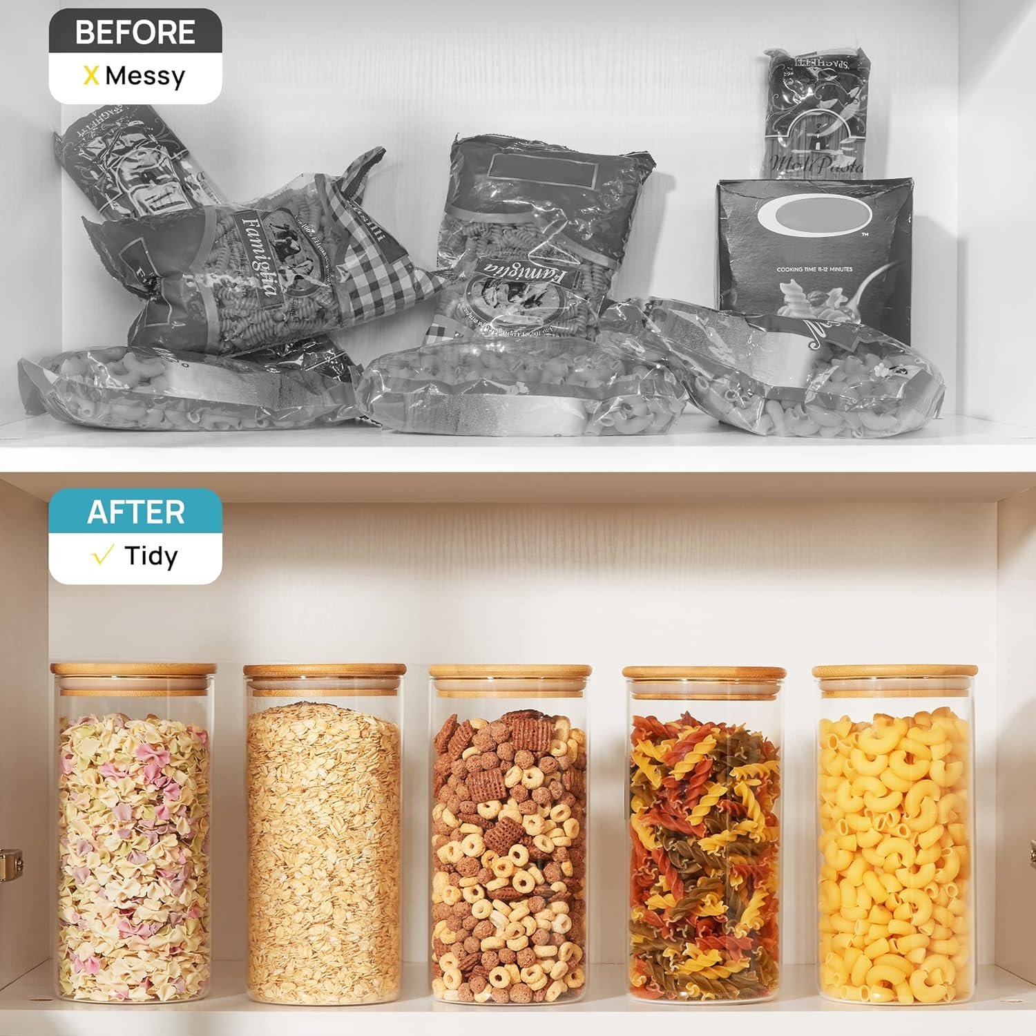 Vtopmart 70oz Glass Food Storage Jars, Set of 3 Large Food Containers with Airtight Bamboo Wooden Lids for Pasta, Nuts, Flour, Glass Canisters for Kitchen, Pantry Organization and Storage, BPA Free Vtopmart 70oz Glass Food Storage Jars, Set of 3 Large Food Containers with Airtight Bamboo Wooden Lids for Pasta, Nuts, Flour, Glass Canisters for Kitchen, Pantry Organization and Storage, BPA Free