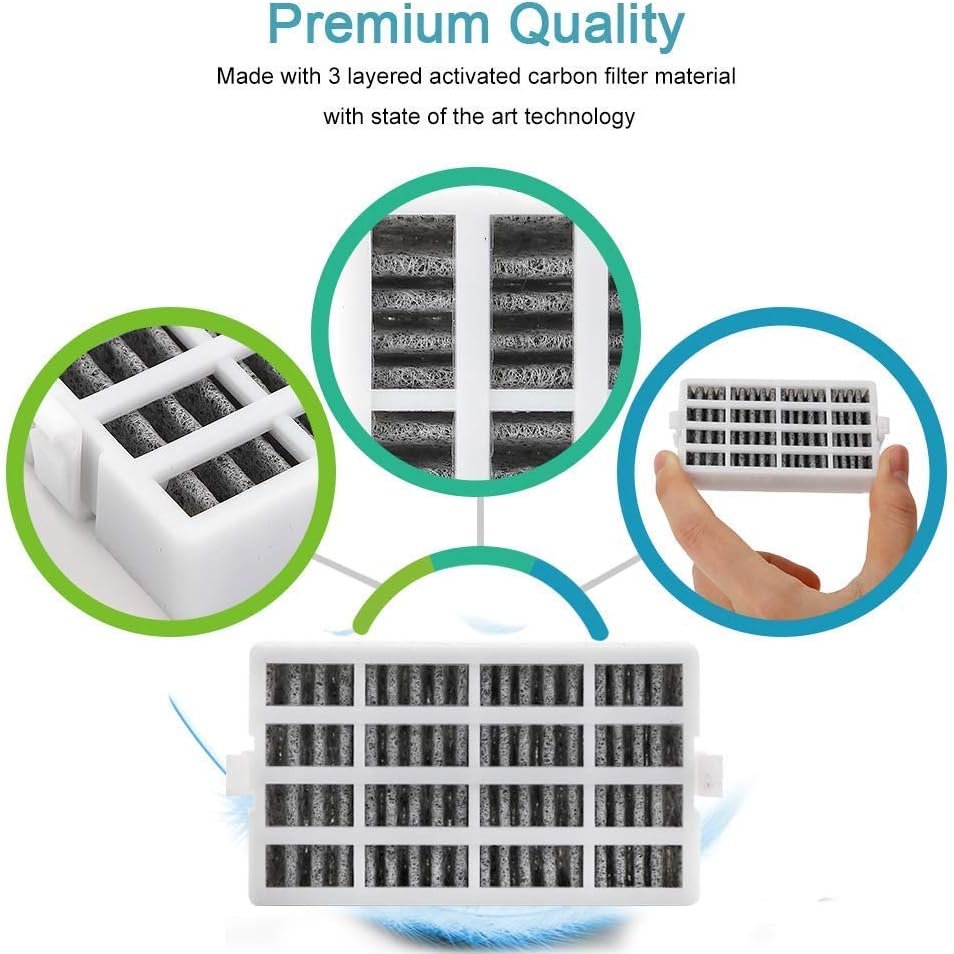 W10311524 4 Pack Air Filter Replacement for Whirlpool Refrigerator 2319308, W10335147, W10335147A, W10335147, W10315189, 1876318, AIR1, AP4538127, AH2580853, EA2580853, PS2580853