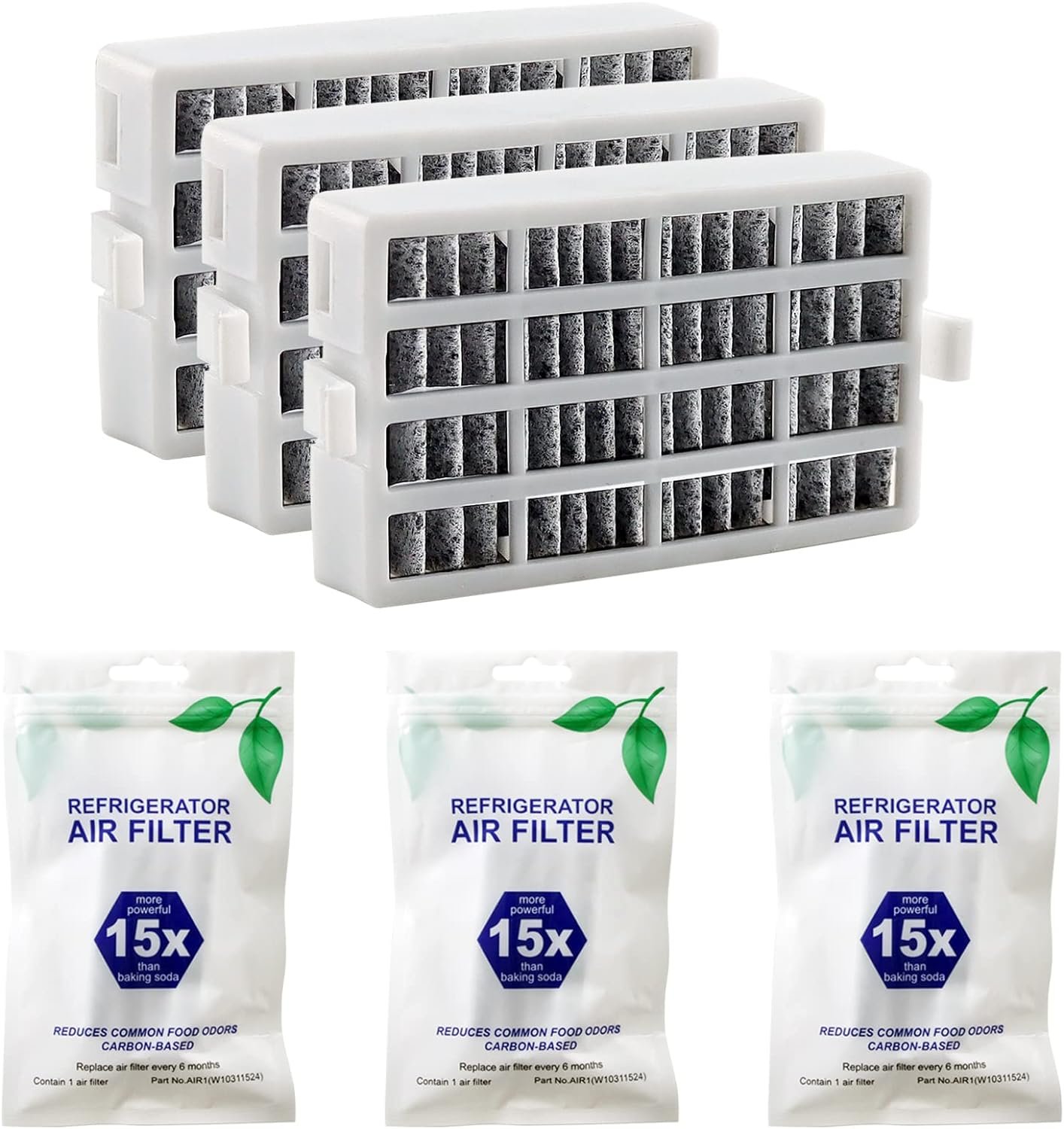 W10311524 AIR1 Refrigerator Air Filter Cartridge Replacement for Whirlpool Kenmore Refrigerator Compatible with Fresh Flow Refrigerator Air Filter, 4 Pack, White