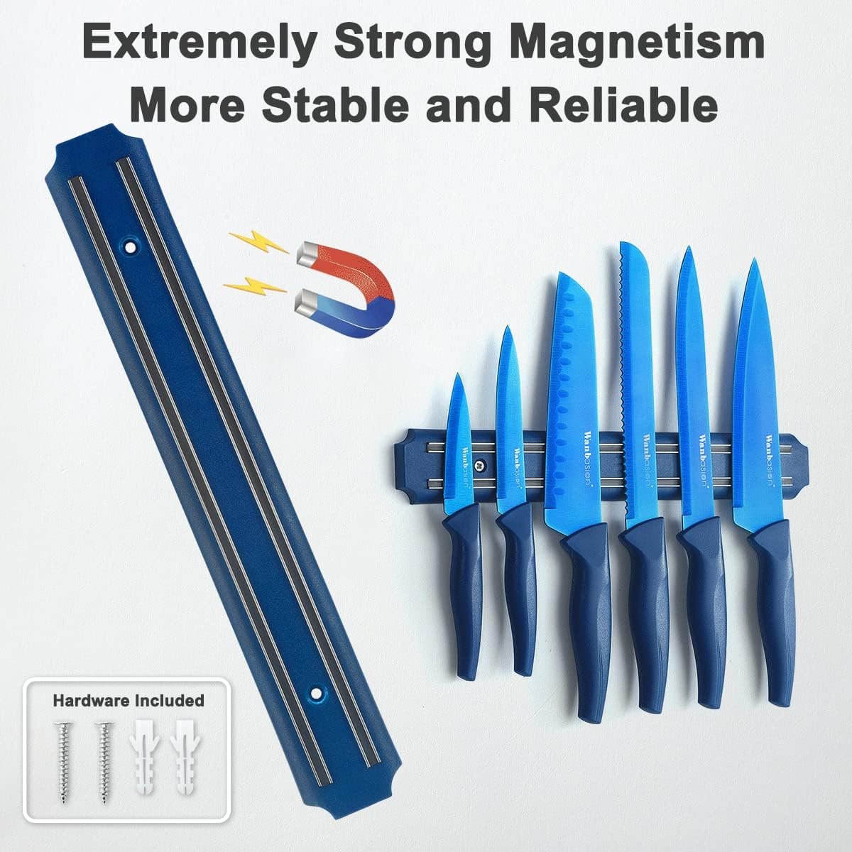 Wanbasion Black Professional Kitchen Knife Chef Set, Stainless Steel, Dishwasher Safe with Sheathes