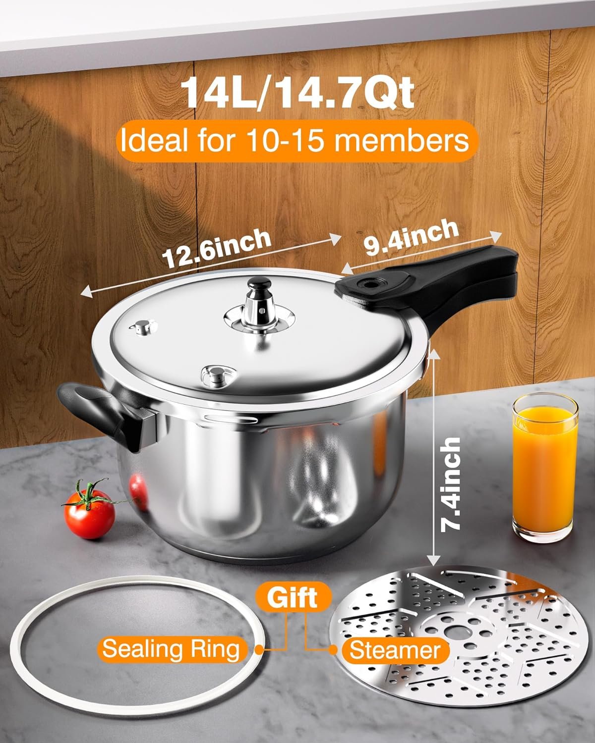 WantJoin Pressure Cooker, 12 Quart Stainless Steel Pressure Canner, Induction Compatible Cookware with Spring Valve Safeguard Devices,Compatible with Gas Induction Cooker WantJoin Pressure Cooker, 12 Quart Stainless Steel Pressure Canner, Induction Compatible Cookware with Spring Valve Safeguard Devices,Compatible with Gas Induction Cooker