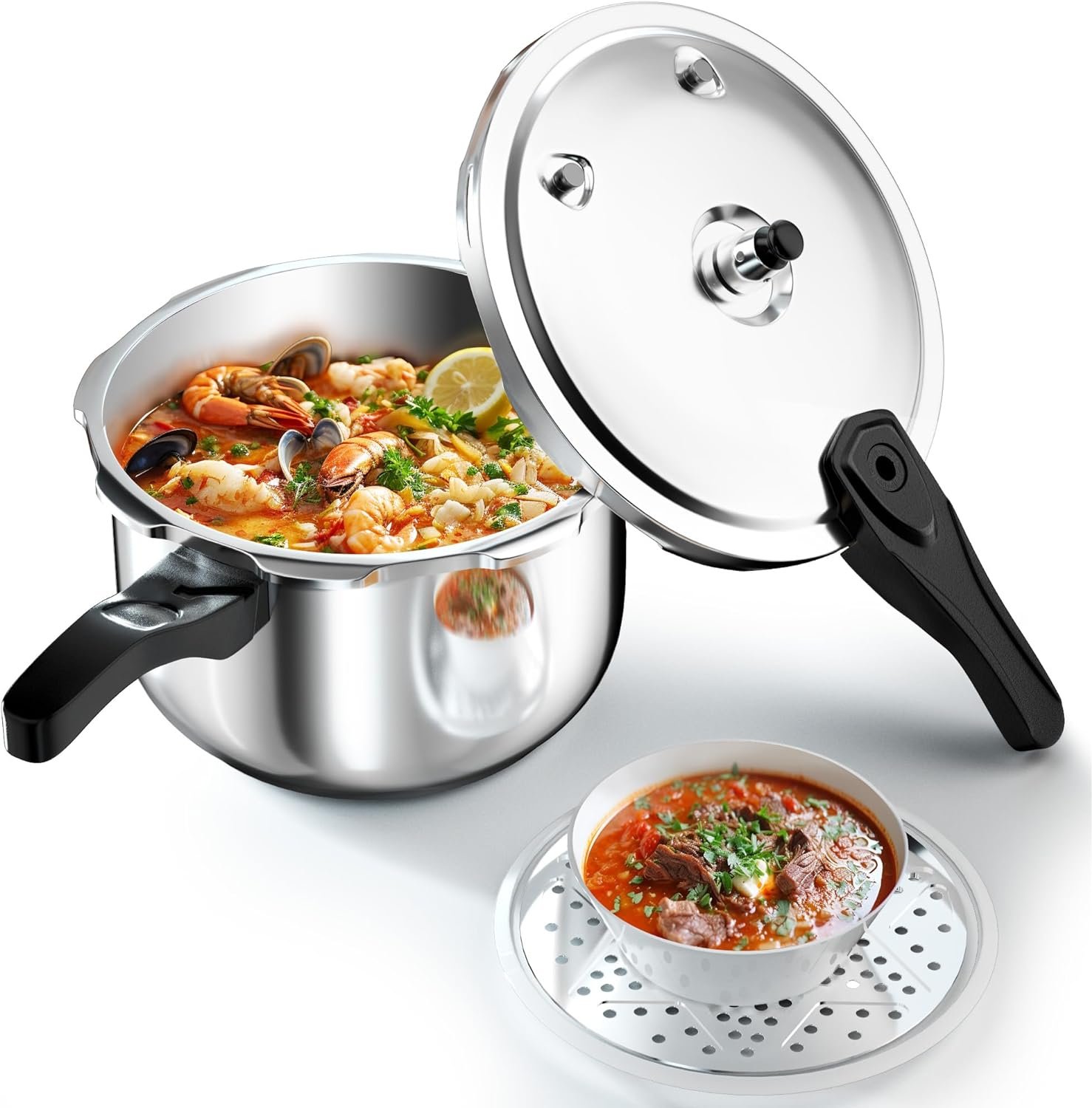 WantJoin Pressure Cooker, 12 Quart Stainless Steel Pressure Canner, Induction Compatible Cookware with Spring Valve Safeguard Devices,Compatible with Gas Induction Cooker WantJoin Pressure Cooker, 12 Quart Stainless Steel Pressure Canner, Induction Compatible Cookware with Spring Valve Safeguard Devices,Compatible with Gas Induction Cooker