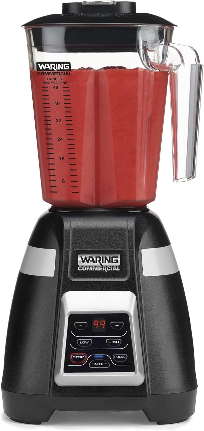Waring Commercial BB340 Blade 1 HP Blender, 2-Speed Key Pad with Pulse and 99 Second Countdown Timer , 48 oz Stainless Steel Container, 120V, 5-15 Phase Plug