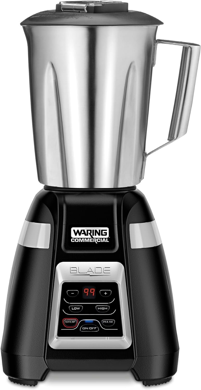 Waring Commercial BB340 Blade 1 HP Blender, 2-Speed Key Pad with Pulse and 99 Second Countdown Timer , 48 oz Stainless Steel Container, 120V, 5-15 Phase Plug