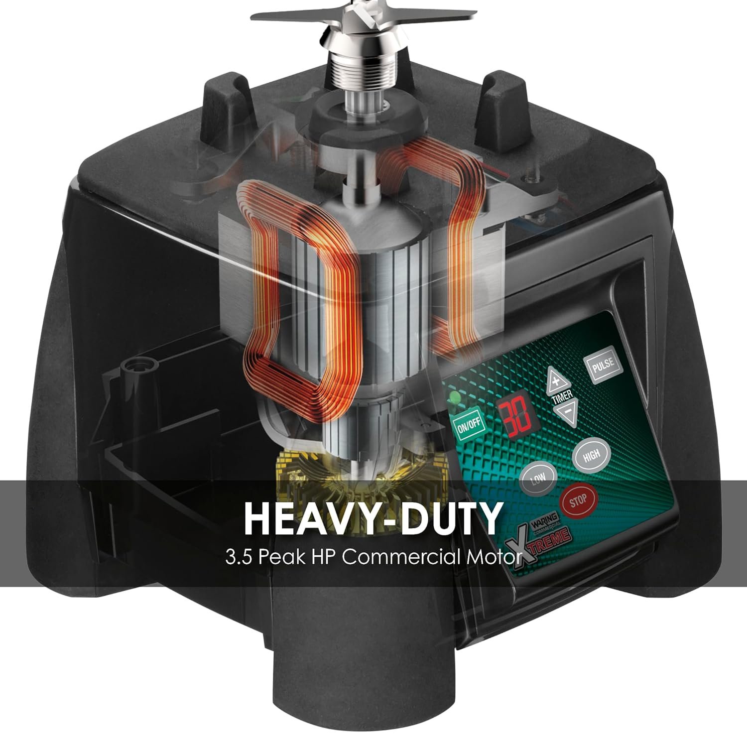 Waring Commercial MX1100XTX 3.5 HP Blender with Electronic Keypad, Pulse Function, 30 SecondCountdown Timer and a 64 oz. BPA Free Container, 120V, 5-15 Phase Plug,Black