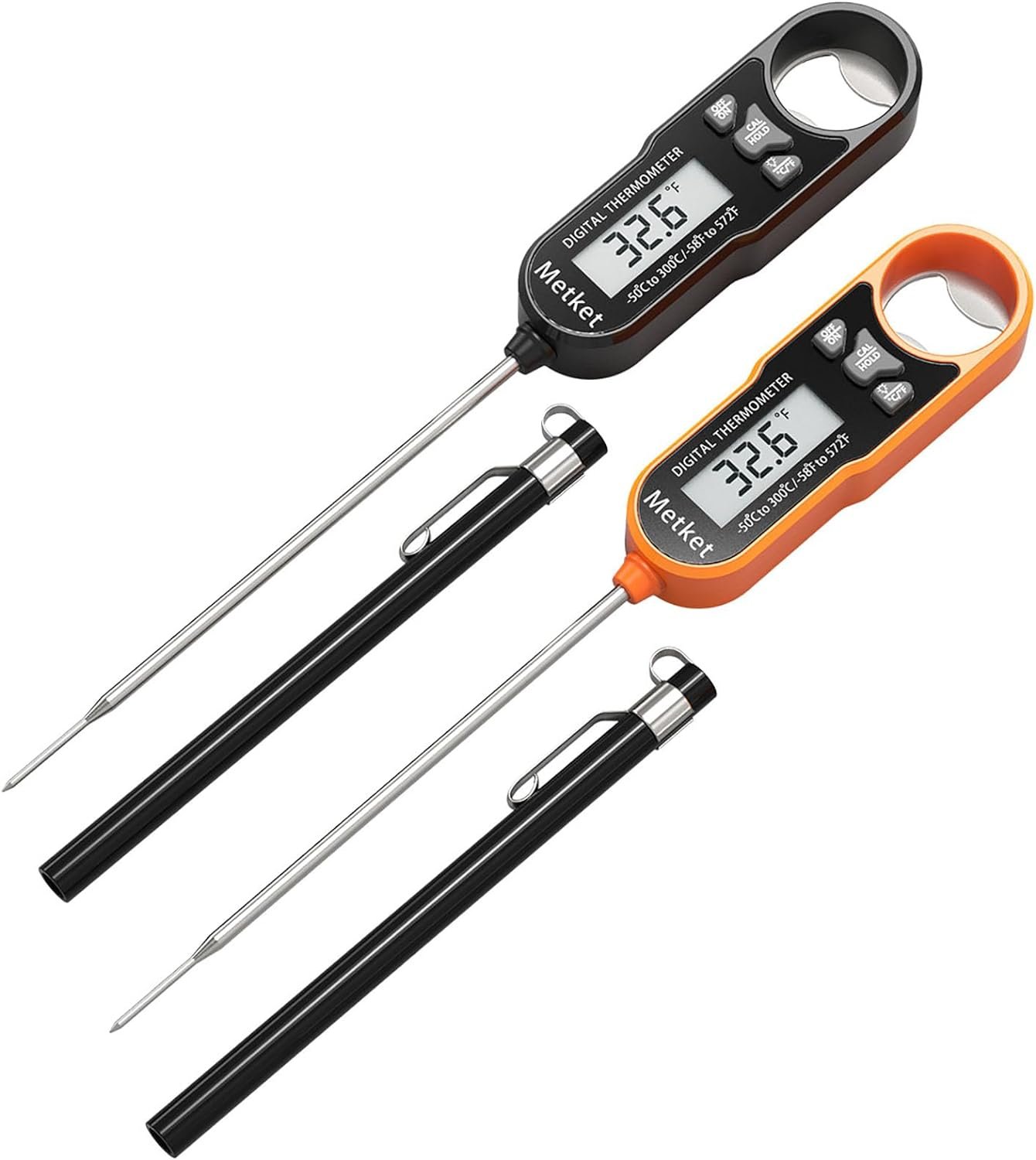 Waterproof Digital Food Thermometer 2 Pack, Instant Read Meat Thermometer for Cooking and Baking, Long Probe Thermometer for Grill BBQ Smoker Oven Oil Milk Candy Wine Thermometer Waterproof Digital Food Thermometer 2 Pack, Instant Read Meat Thermometer for Cooking and Baking, Long Probe Thermometer for Grill BBQ Smoker Oven Oil Milk Candy Wine Thermometer