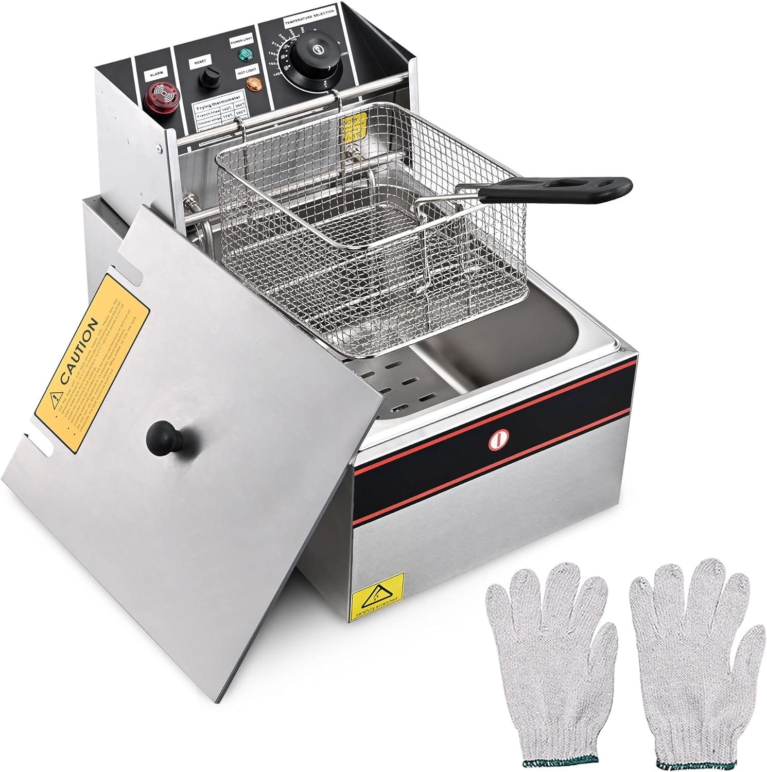 WeChef Deep Fryer Baskets with non-slip Handle 7 7/8 x 6 7/8 x 3 15/16 Heavy Duty Construction Fryer Basket for Commercial Restaurant Roadside Stall Black