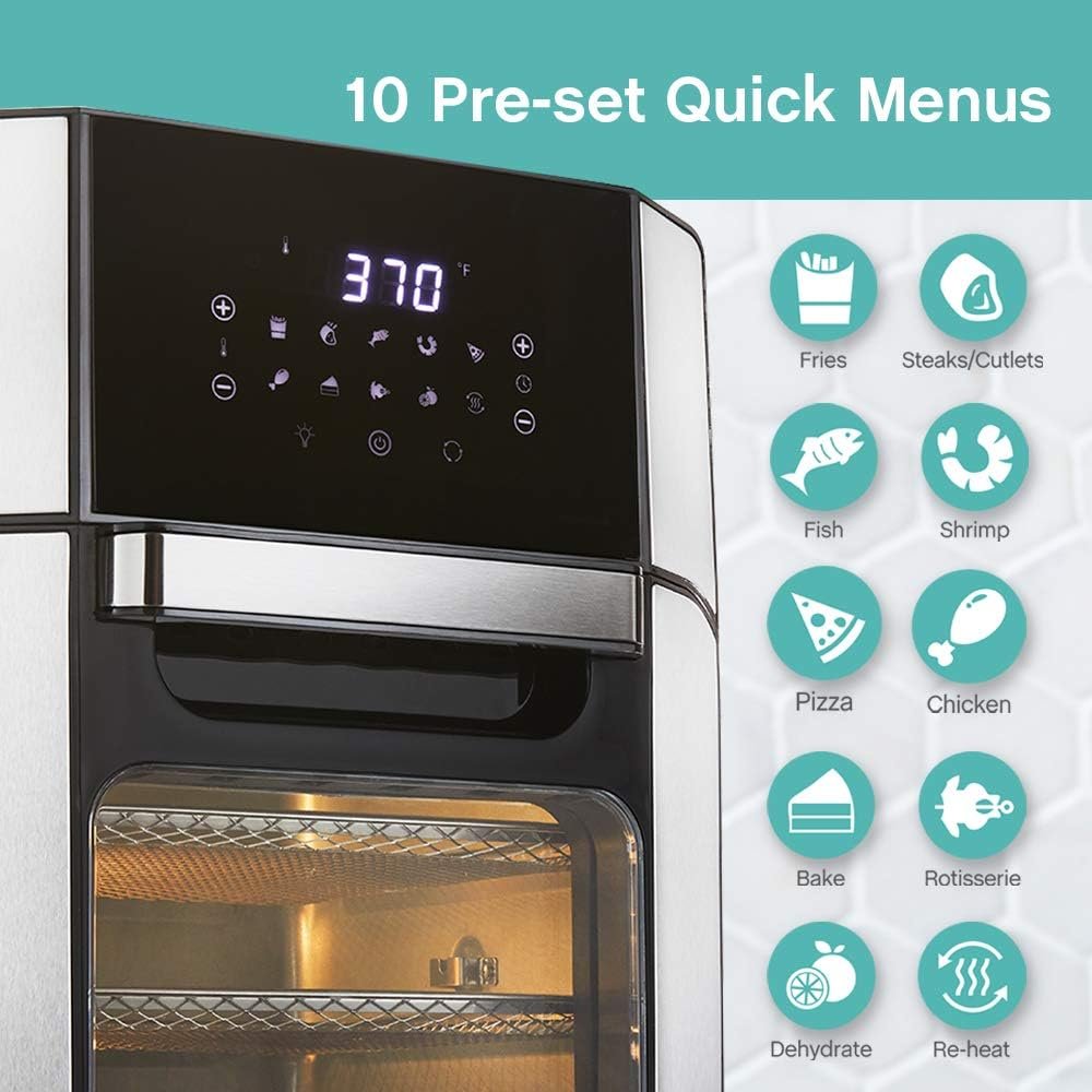 West Bend AFWB12BK13 Electric Air Fryer Oven, Countertop Air Fryer Rotisserie Combo with 10 Digital Quick Menu Presets, 1700 W, 12.6 Qt, Black West Bend AFWB12BK13 Electric Air Fryer Oven, Countertop Air Fryer Rotisserie Combo with 10 Digital Quick Menu Presets, 1700 W, 12.6 Qt, Black