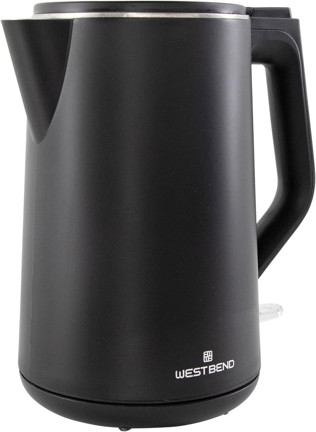 West Bend Electric Kettle Cordless Serving Features Stainless Steel Interior Boil Dry Protection and Auto Shut Off, 1.5-Liter, Black West Bend Electric Kettle Cordless Serving Features Stainless Steel Interior Boil Dry Protection and Auto Shut Off, 1.5-Liter, Black