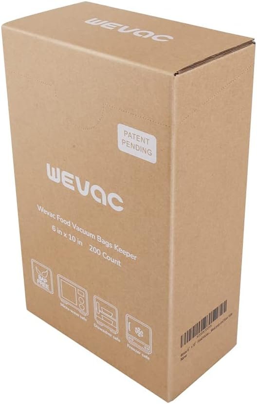 Wevac 6x10  8x12 300 Count Food Vacuum Sealer Bags Keeper, PreCut Quart, Ideal for Food Saver, BPA Free, Commercial Grade, Great for storage, meal prep and Sous Vide