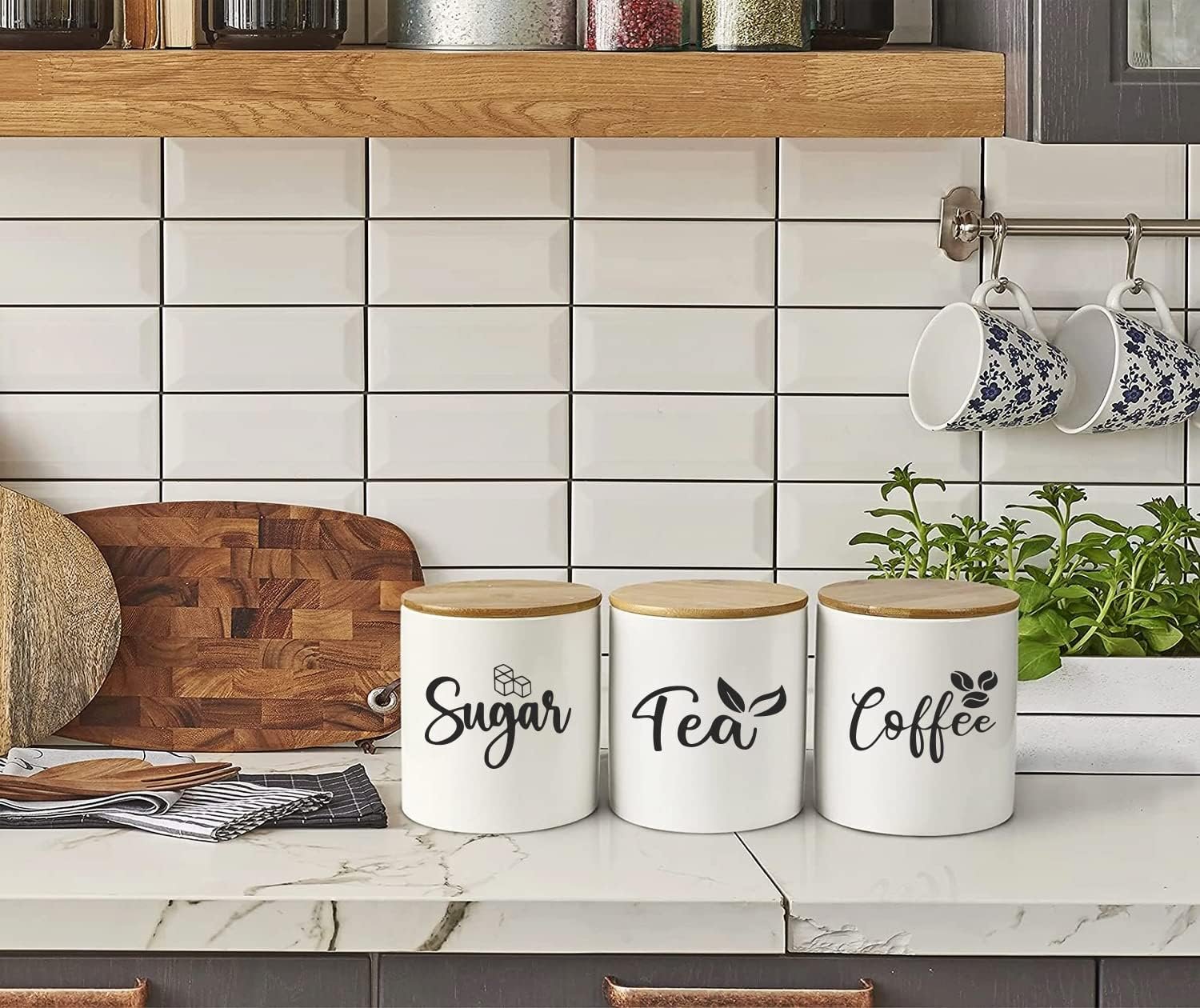 WHING Matte White Kitchen Circular Ceramic Coffee Jars, Dishwasher Safe, Easy to Clean Airtight Seal Damp-Proof Ceramic Food Storage Containers with Bamboo Lids (7oz, Mini Size) WHING Matte White Kitchen Circular Ceramic Coffee Jars, Dishwasher Safe, Easy to Clean Airtight Seal Damp-Proof Ceramic Food Storage Containers with Bamboo Lids (7oz, Mini Size)