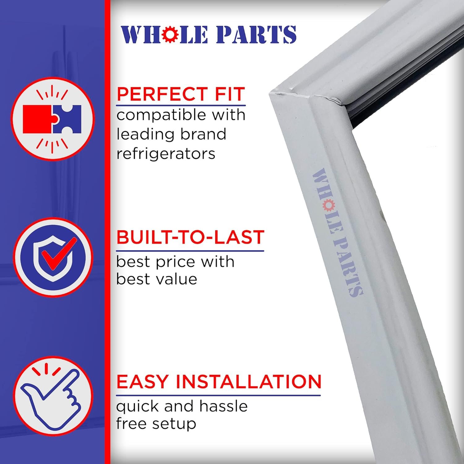 Whole Parts Refrigerator Door Gasket (Left Side, Gray Color) Part# W10830048 - Replacement and Compatible with Some Maytag, Whirlpool and Kenmore Refrigerators Whole Parts Refrigerator Door Gasket (Left Side, Gray Color) Part# W10830048 - Replacement and Compatible with Some Maytag, Whirlpool and Kenmore Refrigerators