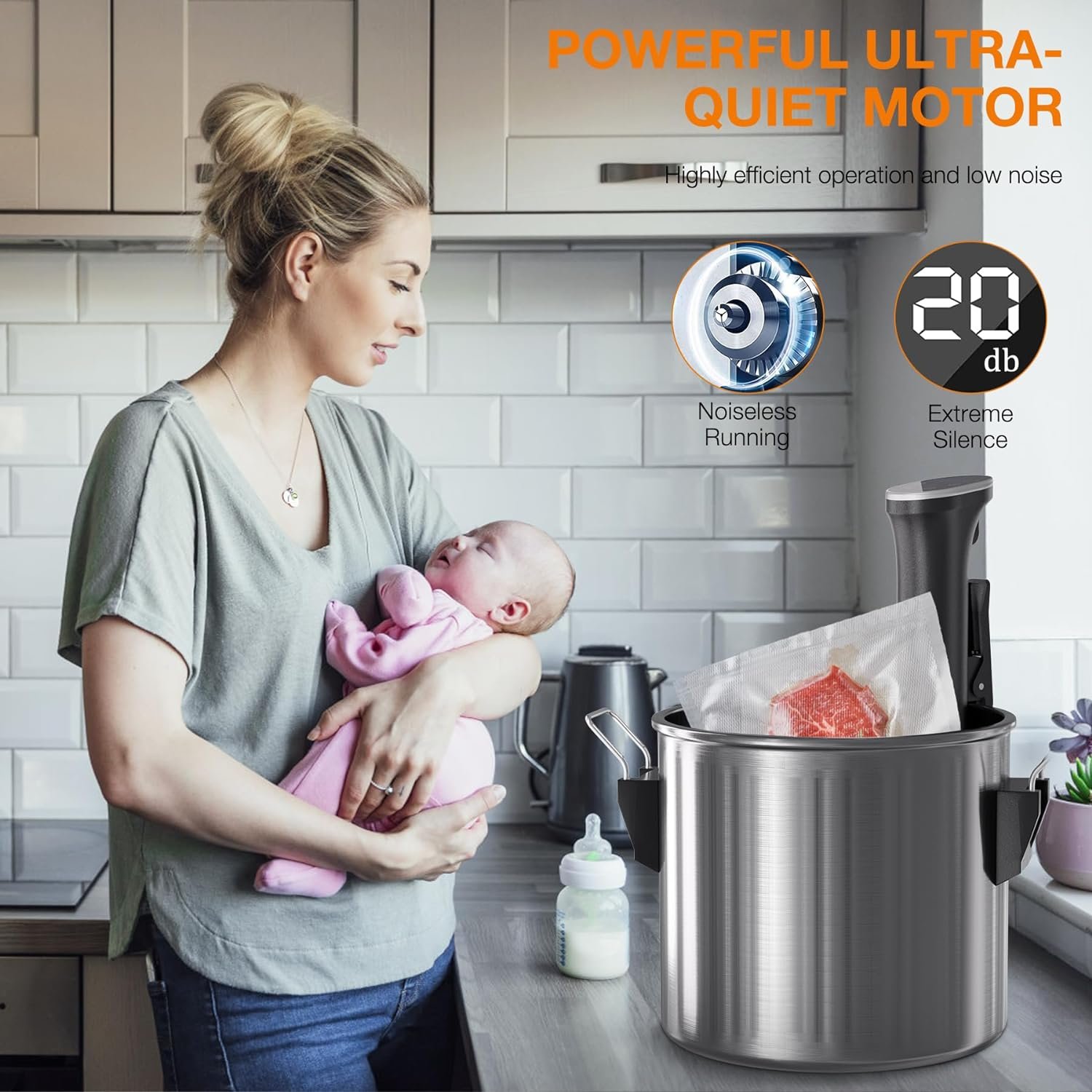 WIFI Sous Vide Machine, Upgraded 1100W Sous Vide Cooker Fast Heating, Ultra-quiet Working Precision Cooking Machine, Recipes App Included, IPX7 Waterproof, Accurate Temp, Digital Timer, Touch Control WIFI Sous Vide Machine, Upgraded 1100W Sous Vide Cooker Fast Heating, Ultra-quiet Working Precision Cooking Machine, Recipes App Included, IPX7 Waterproof, Accurate Temp, Digital Timer, Touch Control