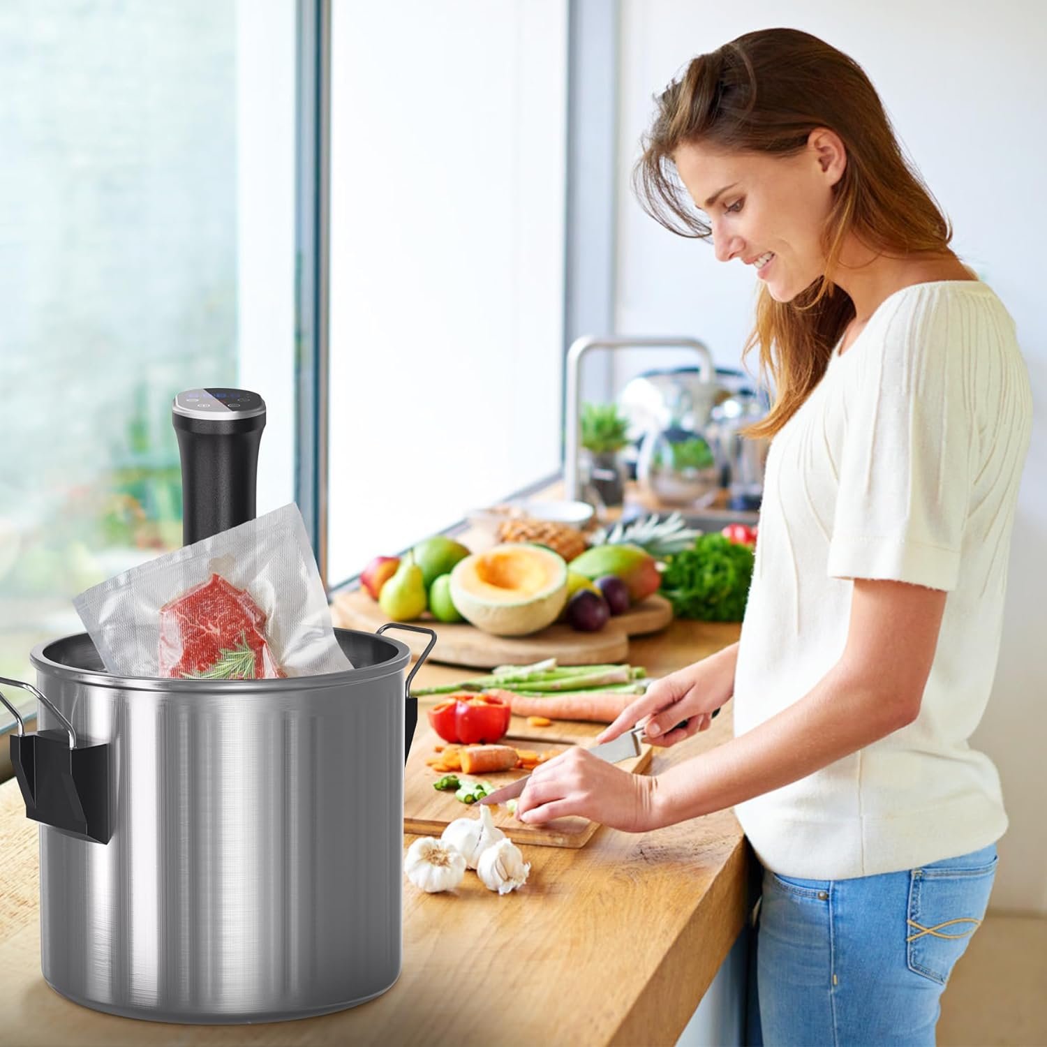 WIFI Sous Vide Machine, Upgraded 1100W Sous Vide Cooker Fast Heating, Ultra-quiet Working Precision Cooking Machine, Recipes App Included, IPX7 Waterproof, Accurate Temp, Digital Timer, Touch Control WIFI Sous Vide Machine, Upgraded 1100W Sous Vide Cooker Fast Heating, Ultra-quiet Working Precision Cooking Machine, Recipes App Included, IPX7 Waterproof, Accurate Temp, Digital Timer, Touch Control