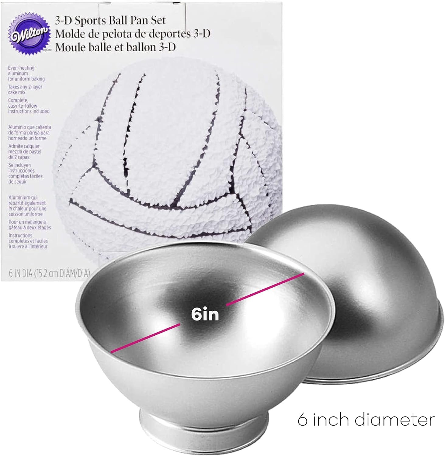 Wilton 3-D Sports Ball 6-Inch Aluminum Cake Pan Set