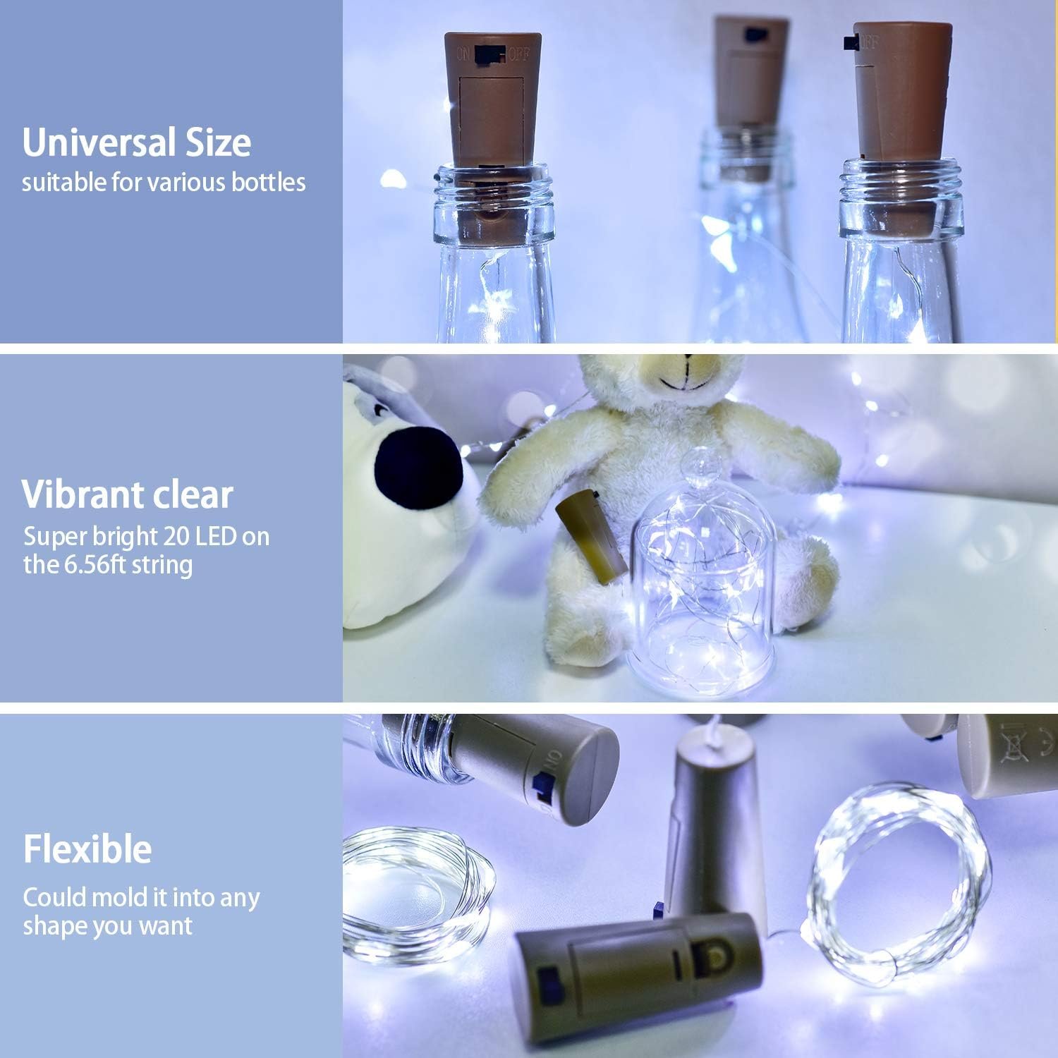 Wine Bottle Lights with Cork, 10 Pack with 12 Replacement Batteries Mini Fairy String Lights Battery Operated, Party Decoration for Wedding Christmas Halloween Bar Mason Jar -Cool White