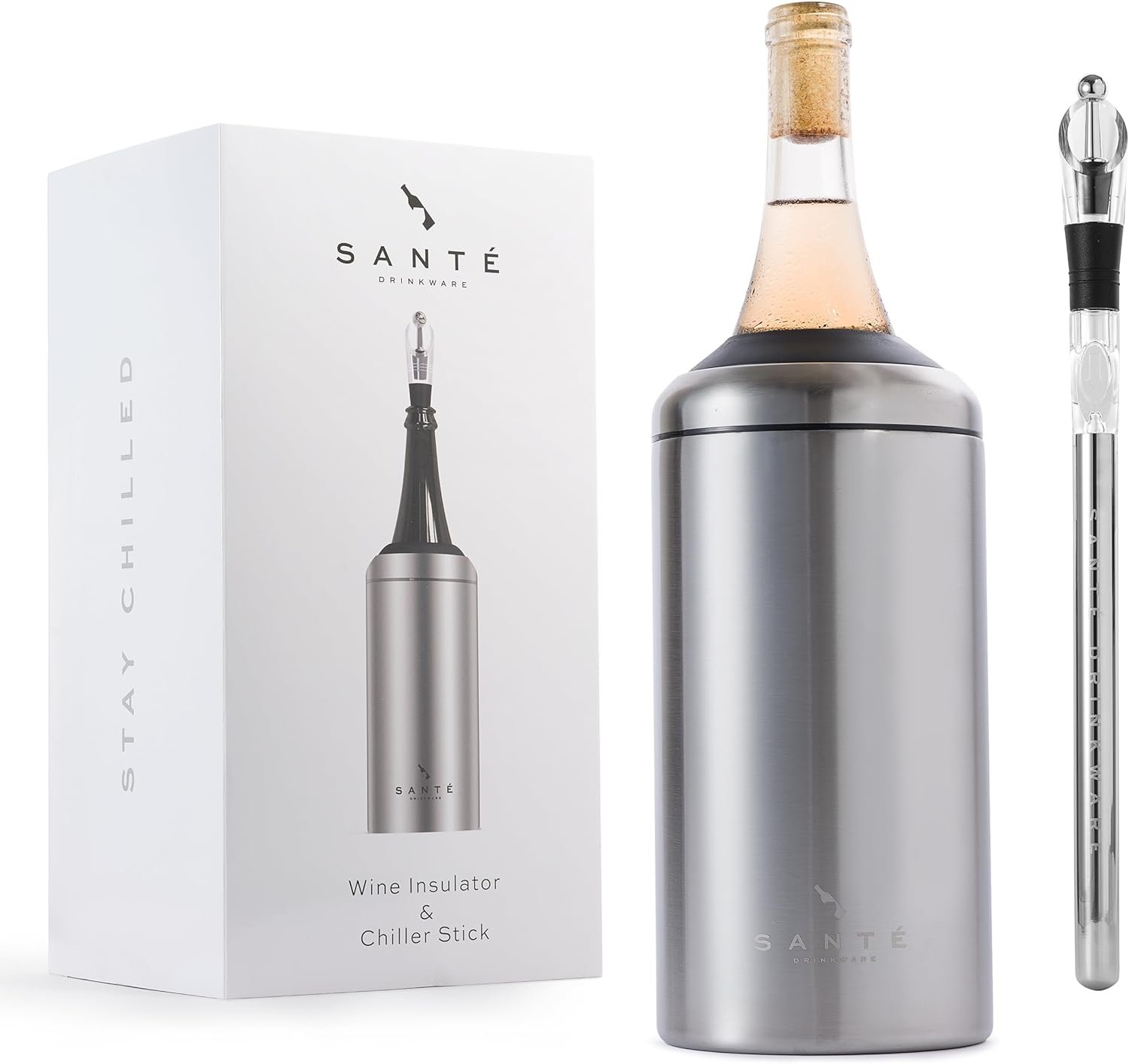 Wine Chiller Bucket Stick - Keeps Wine Champagne Chilled For Hours - Perfect Gift For Wine Lovers - Portable - Drip-Free Pourer and Aerator - Fits Most 750ml Bottles (White) Wine Chiller Bucket Stick - Keeps Wine Champagne Chilled For Hours - Perfect Gift For Wine Lovers - Portable - Drip-Free Pourer and Aerator - Fits Most 750ml Bottles (White)