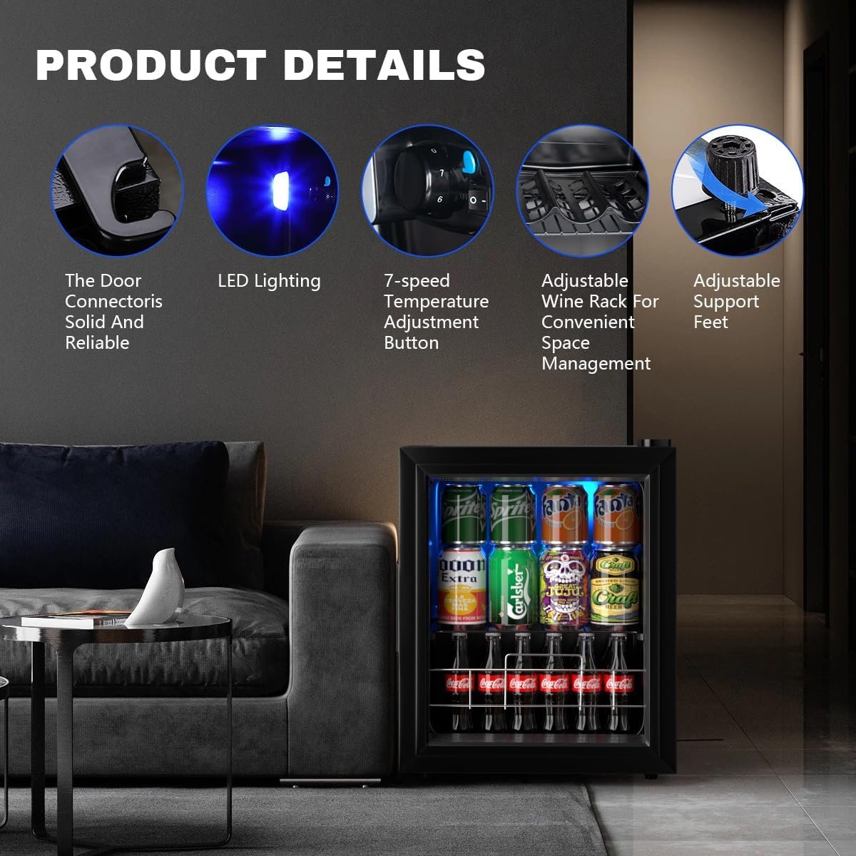Wine Cooler Refrigerator Small Mini Fridge Freestanding Beverage Cooler, 75 Can Beverage Refrigerator with Adjustable Shelving Glass Door for Beer Soda or Wine Perfect Office Home or Bar Black Wine Cooler Refrigerator Small Mini Fridge Freestanding Beverage Cooler, 75 Can Beverage Refrigerator with Adjustable Shelving Glass Door for Beer Soda or Wine Perfect Office Home or Bar Black