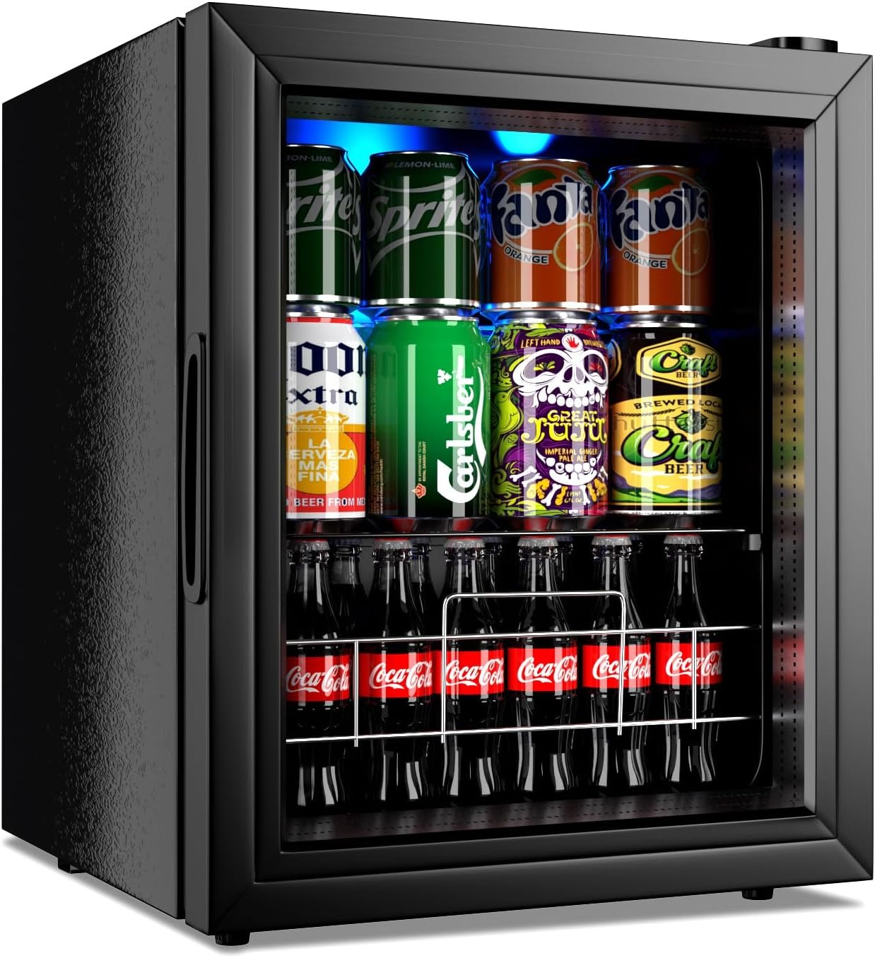 Wine Cooler Refrigerator Small Mini Fridge Freestanding Beverage Cooler, 75 Can Beverage Refrigerator with Adjustable Shelving Glass Door for Beer Soda or Wine Perfect Office Home or Bar Black Wine Cooler Refrigerator Small Mini Fridge Freestanding Beverage Cooler, 75 Can Beverage Refrigerator with Adjustable Shelving Glass Door for Beer Soda or Wine Perfect Office Home or Bar Black