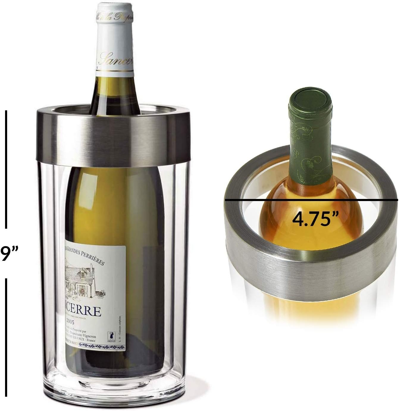 Wine Enthusiast Double Wall Iceless Wine Bottle Chiller – Premium Thermal Insulated Single Bottle Bucket for Tabletop Cooling Wine Enthusiast Double Wall Iceless Wine Bottle Chiller – Premium Thermal Insulated Single Bottle Bucket for Tabletop Cooling