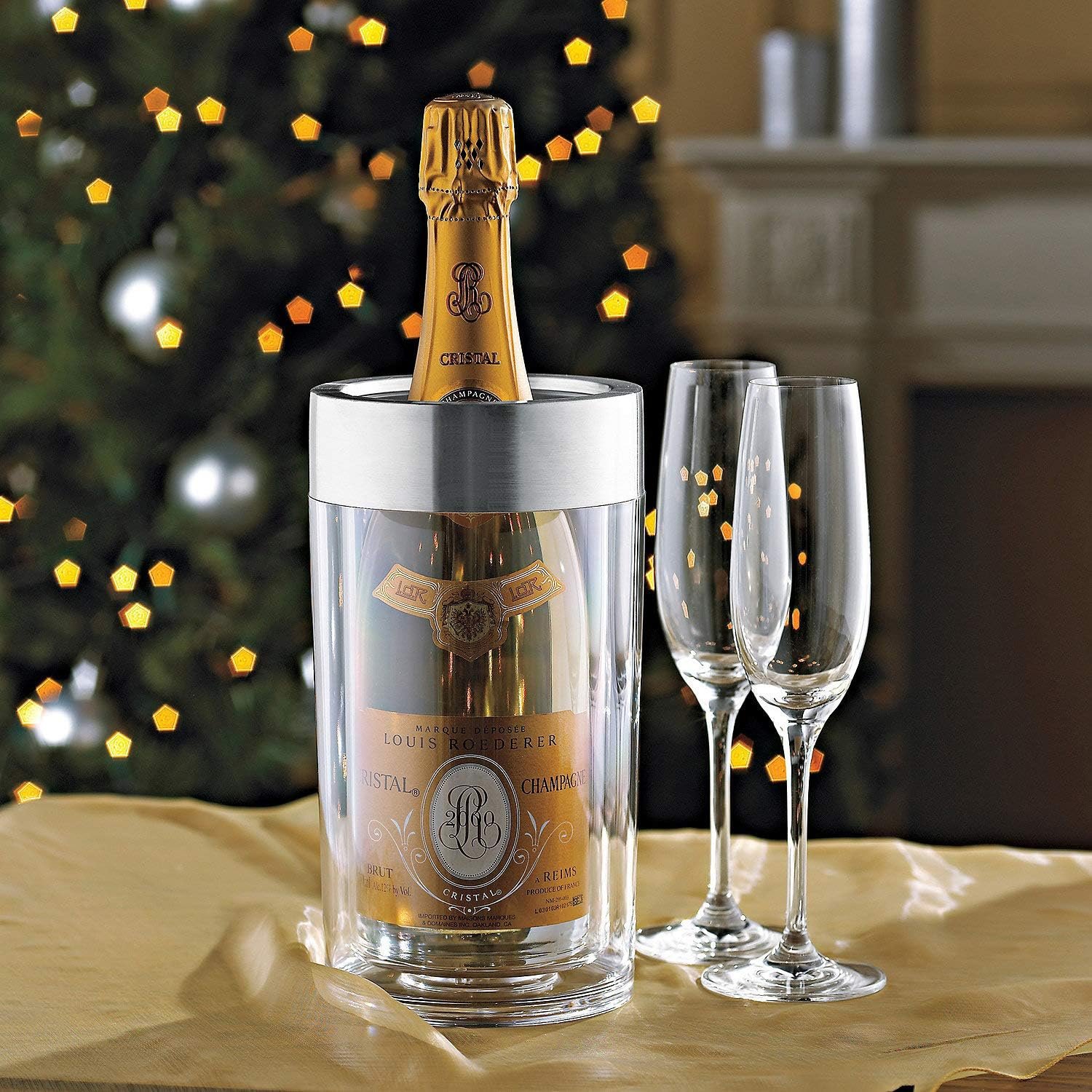 Wine Enthusiast Double Wall Iceless Wine Bottle Chiller – Premium Thermal Insulated Single Bottle Bucket for Tabletop Cooling Wine Enthusiast Double Wall Iceless Wine Bottle Chiller – Premium Thermal Insulated Single Bottle Bucket for Tabletop Cooling