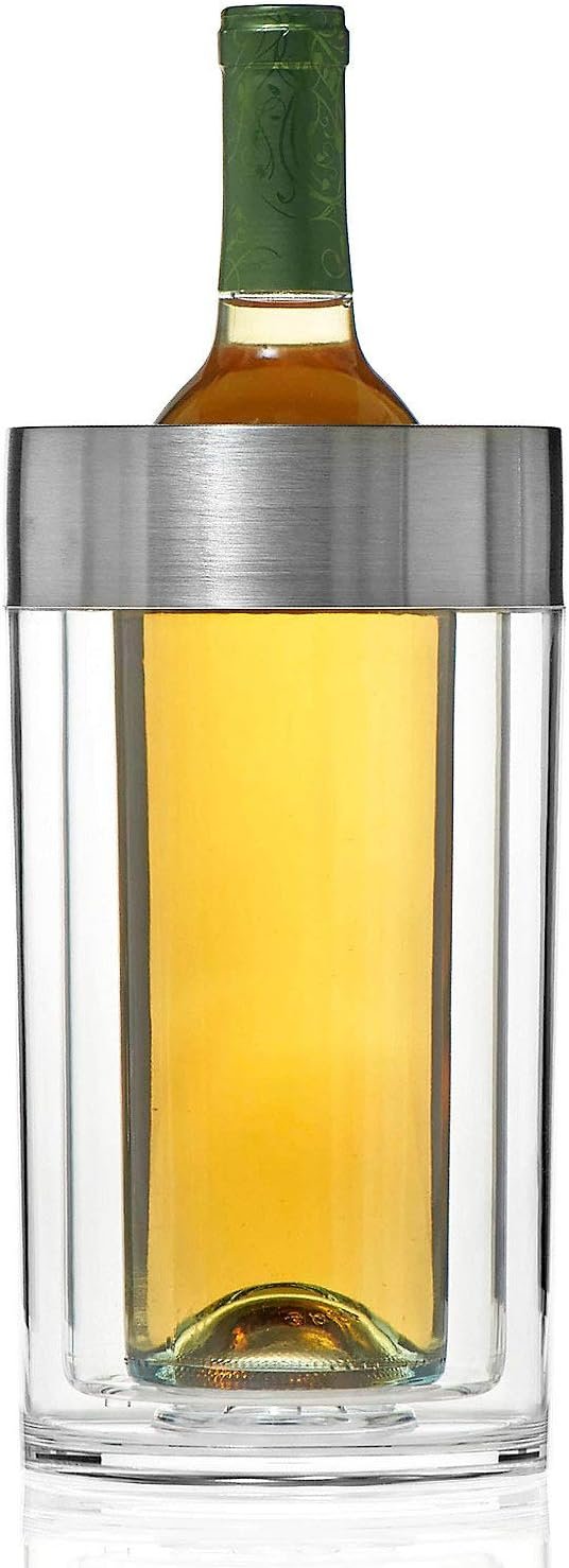 Wine Enthusiast Double Wall Iceless Wine Bottle Chiller – Premium Thermal Insulated Single Bottle Bucket for Tabletop Cooling Wine Enthusiast Double Wall Iceless Wine Bottle Chiller – Premium Thermal Insulated Single Bottle Bucket for Tabletop Cooling