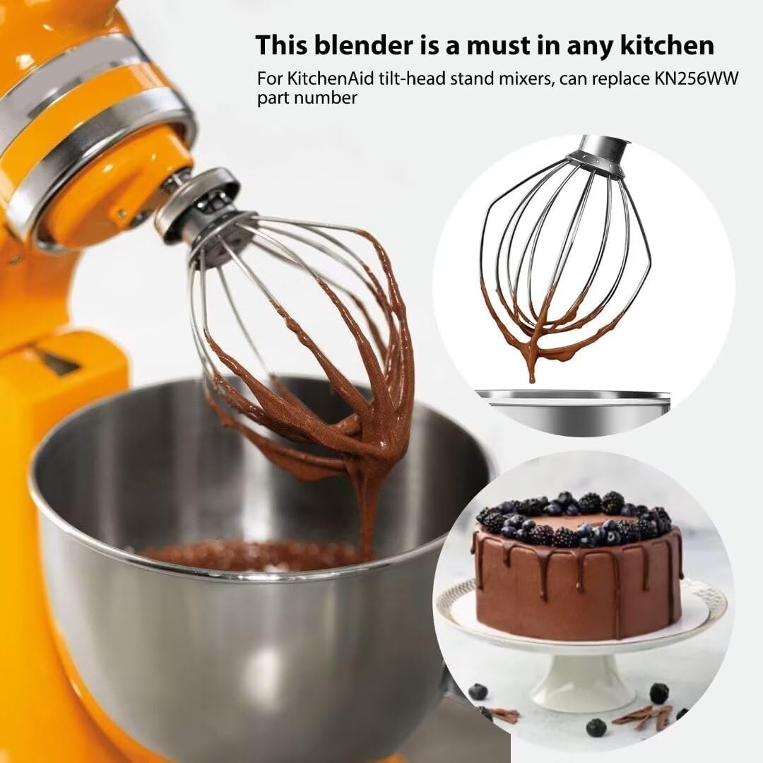 Wire Whip 6-WIRE Stainless Steel Mixer Accessory Egg Cream Stirrer, Cakes Mayonnaise Whisk for 6  600 EA401603, PS401603