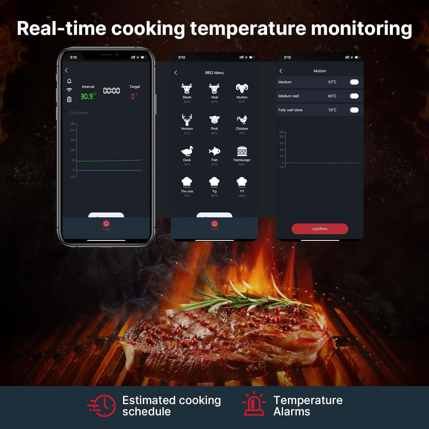 Wireless Meat Thermometer- Bluetooth Meat Thermometer with Smart APP Control -Food Thermometer for Grilling and Smoking - Digital BBQ Meat Thermometer-Oven Thermometer for Electric Oven Wireless Meat Thermometer- Bluetooth Meat Thermometer with Smart APP Control -Food Thermometer for Grilling and Smoking - Digital BBQ Meat Thermometer-Oven Thermometer for Electric Oven