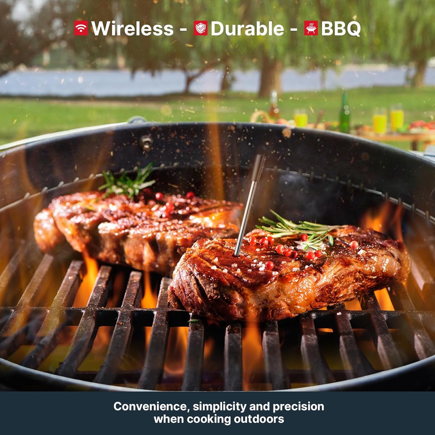 Wireless Meat Thermometer- Bluetooth Meat Thermometer with Smart APP Control -Food Thermometer for Grilling and Smoking - Digital BBQ Meat Thermometer-Oven Thermometer for Electric Oven Wireless Meat Thermometer- Bluetooth Meat Thermometer with Smart APP Control -Food Thermometer for Grilling and Smoking - Digital BBQ Meat Thermometer-Oven Thermometer for Electric Oven