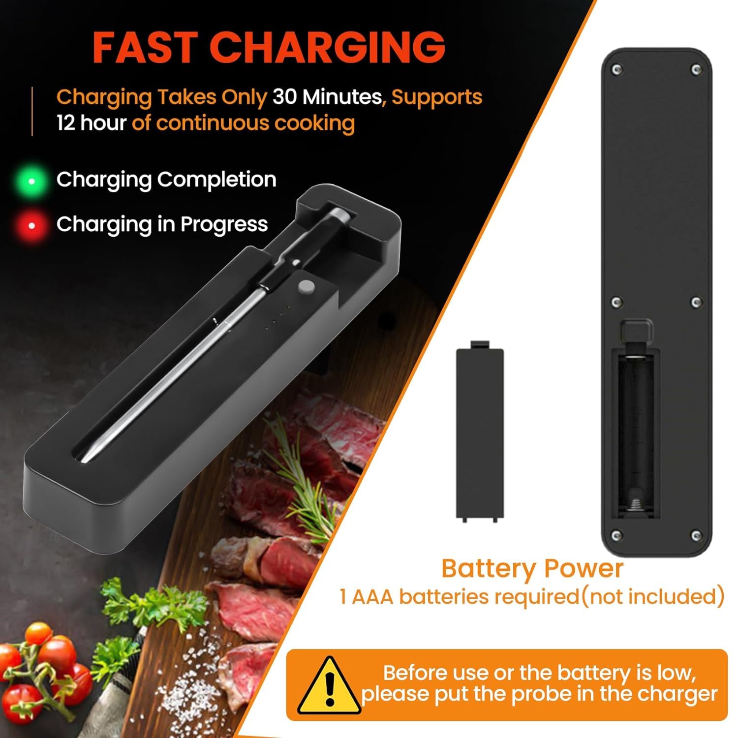 Wireless Smart Meat Thermometer for Grilling and Smoking, Bluetooth Food Cooking Thermometer Probe with Dual Temp Sensors for BBQ, Grill, Smoker, Oven, Kitchen, Rotisserie, Smart APP Control Wireless Smart Meat Thermometer for Grilling and Smoking, Bluetooth Food Cooking Thermometer Probe with Dual Temp Sensors for BBQ, Grill, Smoker, Oven, Kitchen, Rotisserie, Smart APP Control