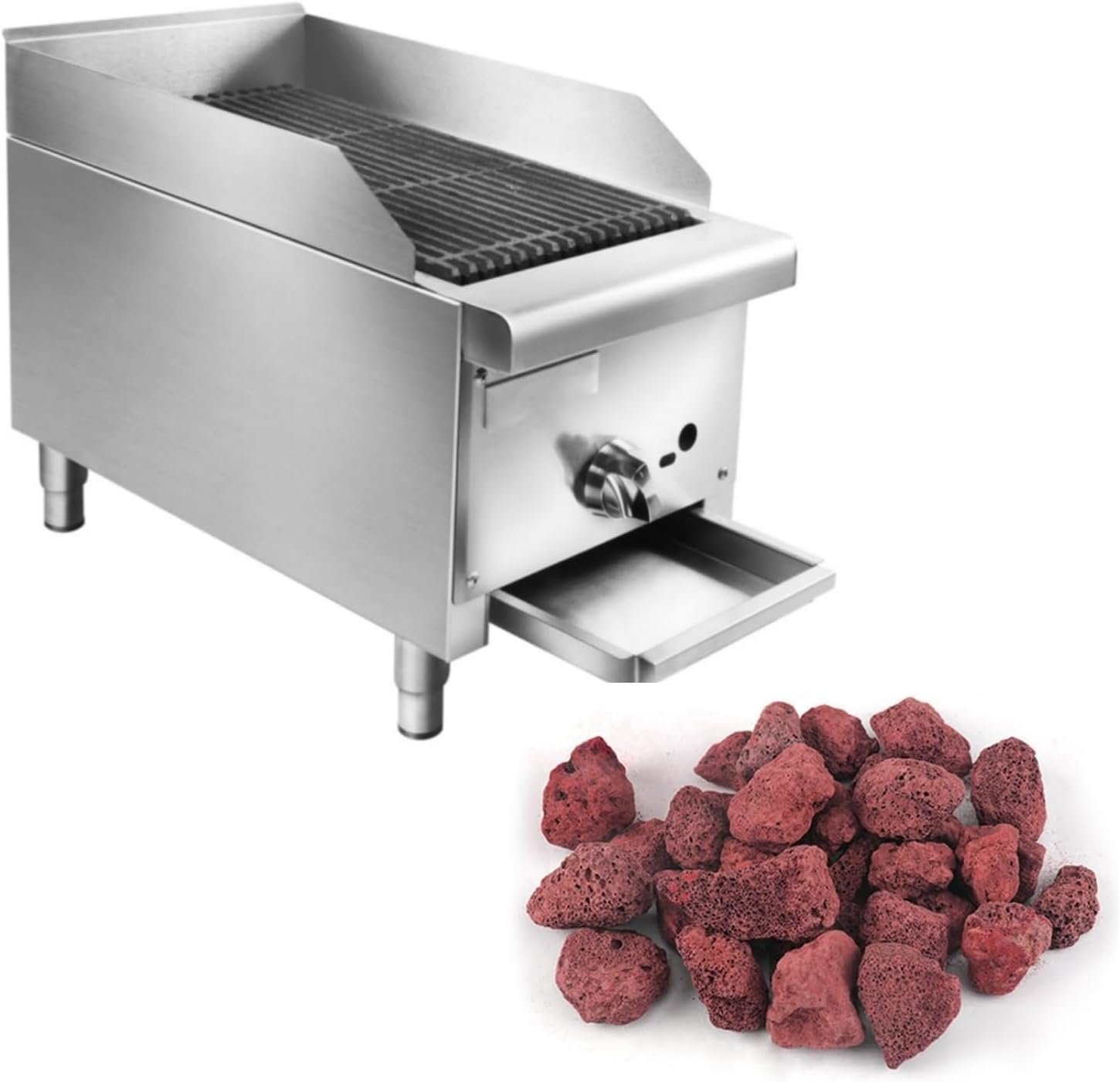 WMAOT 12 Commercial Gas Grill Radiant Charbroiler, Stainless Steel Natural Gas Char Broiler Griddle with Grill, Lava Rock for Restaurant Equipment BBQ WMAOT 12 Commercial Gas Grill Radiant Charbroiler, Stainless Steel Natural Gas Char Broiler Griddle with Grill, Lava Rock for Restaurant Equipment BBQ