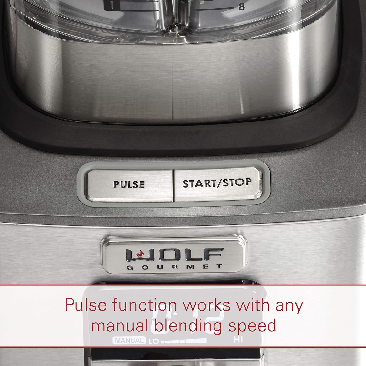 Wolf Gourmet High-Performance Blender, 64 oz Jar, 4 program settings, 12.5 AMPS, Blends Food, Shakes and Smoothies, Red Knob, Stainless Steel (WGBL100S) Wolf Gourmet High-Performance Blender, 64 oz Jar, 4 program settings, 12.5 AMPS, Blends Food, Shakes and Smoothies, Red Knob, Stainless Steel (WGBL100S)
