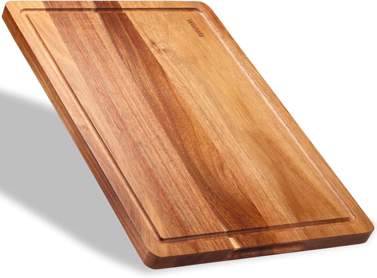 Wood Cutting Boards for Kitchen, 17 x 12 Inch Acacia Wooden Cutting Board, Winnsty Large Wood Chopping Board with Juice Groove and Handles Heavy Duty Charcuterie Board (Large)