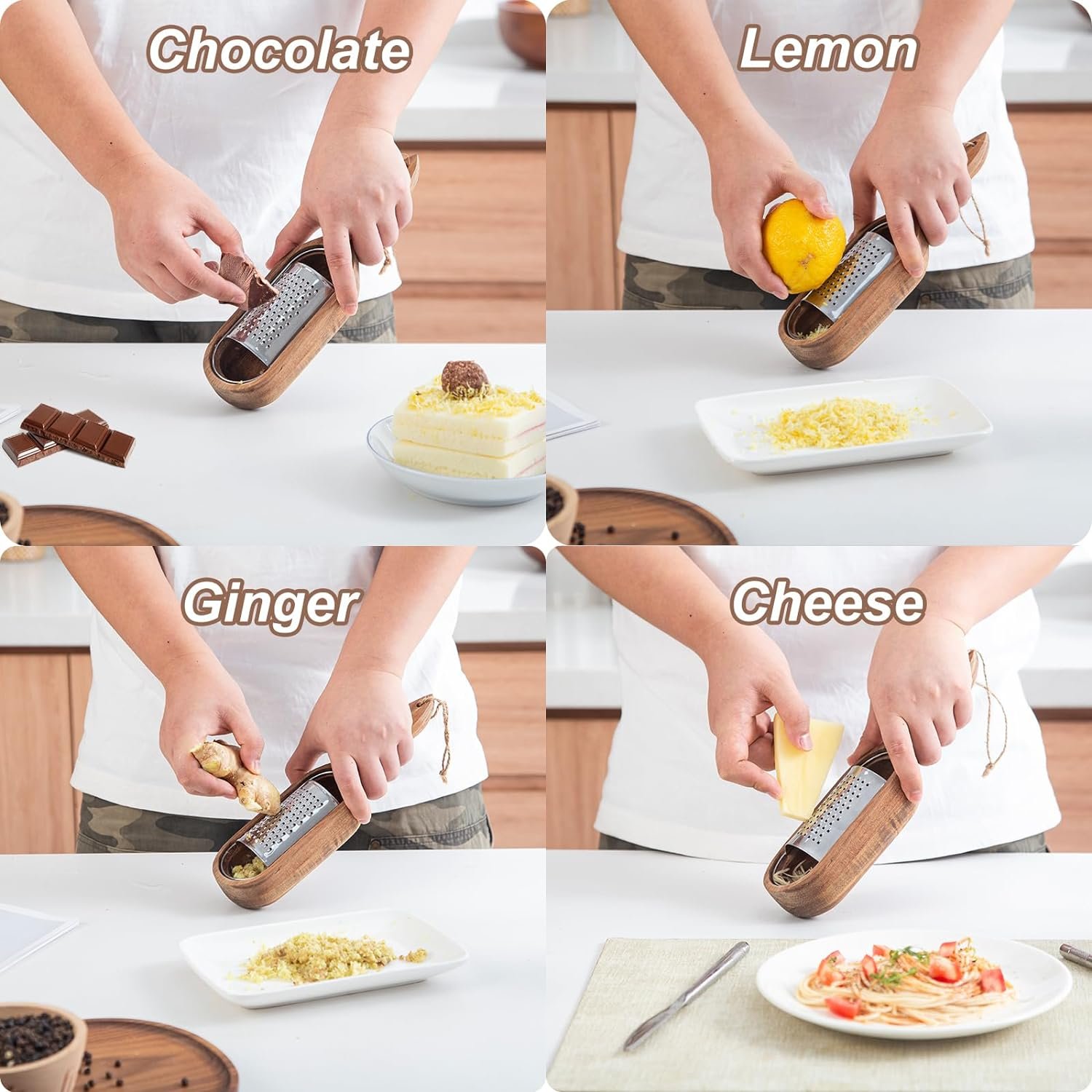Wooden Cheese Grater with Handle,Rustic Brown Cheese Shredder with Storage Space,Handheld Kitchen Graters for Cheese Lemon Chocolate