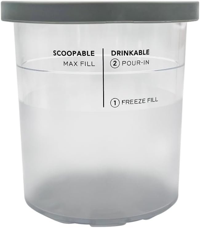 XL Family Size Ice Cream Pint Containers, Compatible with Ninja NC501 CREAMi Deluxe 11-in-1 Ice Cream  Frozen Treat Maker and model: NC500, NC501, NC501H, NC501HBL and NC501HGN. (GRAY)