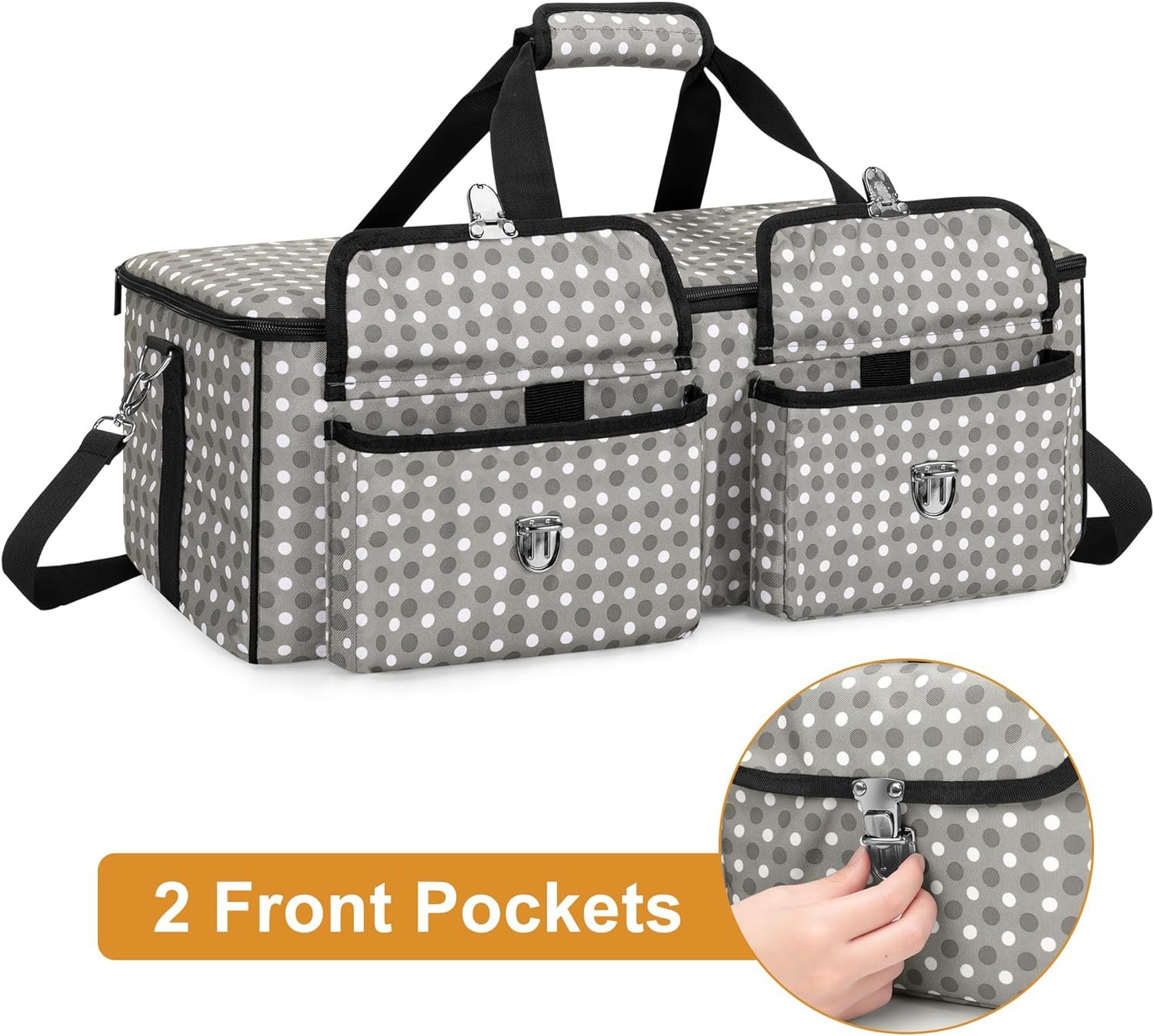 Yarwo Double/Triple Slow Cooker Travel Bag (23.4L x 9.2W x 8.1H), Portable Slow Cooker Carrier Case with Shoulder Strap and Multi Pockets for Kitchen Appliance Machine and Accessories, Dots
