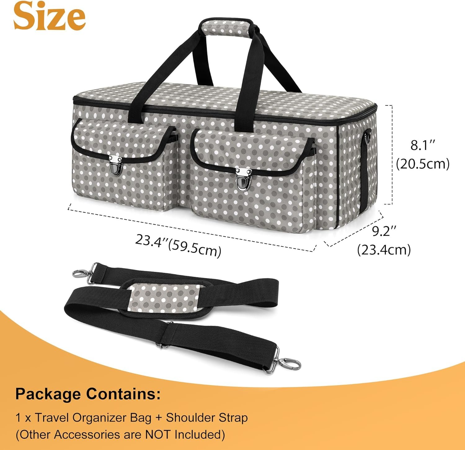 Yarwo Double/Triple Slow Cooker Travel Bag (23.4L x 9.2W x 8.1H), Portable Slow Cooker Carrier Case with Shoulder Strap and Multi Pockets for Kitchen Appliance Machine and Accessories, Dots