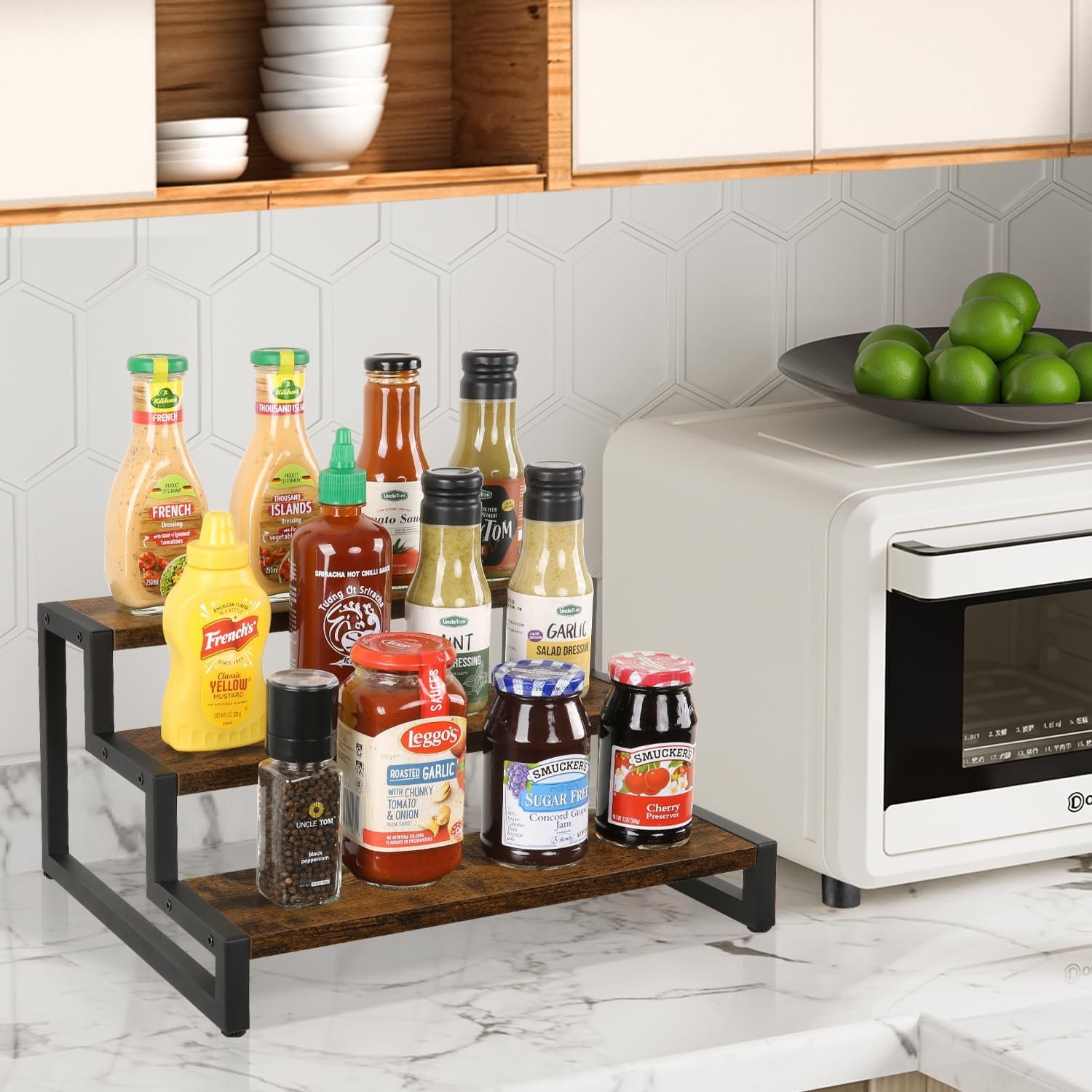 YINMIT Spice Rack Organizer for Countertop, 3 Tier Kitchen Counter Shelf, Wooden Tiered Display Stand Riser Shelf YINMIT Spice Rack Organizer for Countertop, 3 Tier Kitchen Counter Shelf, Wooden Tiered Display Stand Riser Shelf