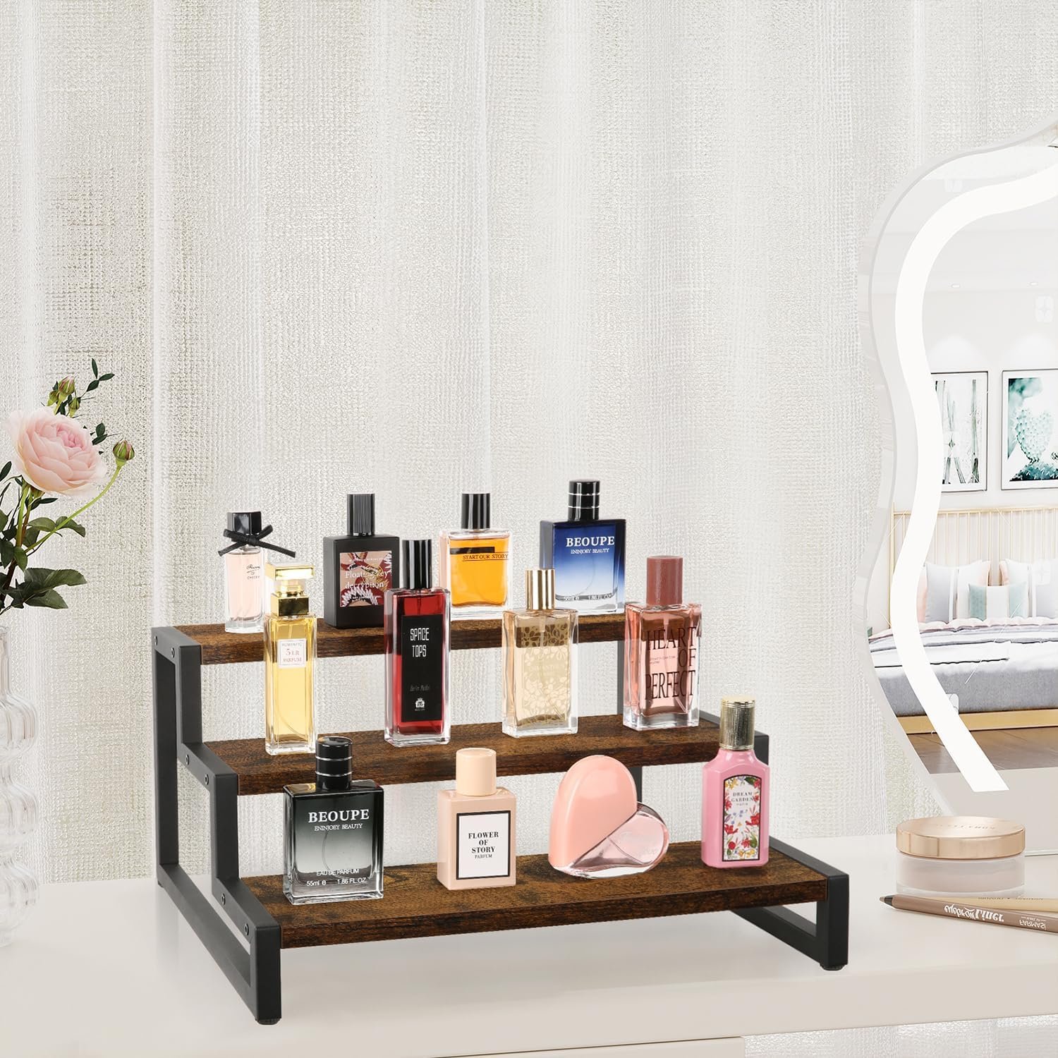 YINMIT Spice Rack Organizer for Countertop, 3 Tier Kitchen Counter Shelf, Wooden Tiered Display Stand Riser Shelf YINMIT Spice Rack Organizer for Countertop, 3 Tier Kitchen Counter Shelf, Wooden Tiered Display Stand Riser Shelf